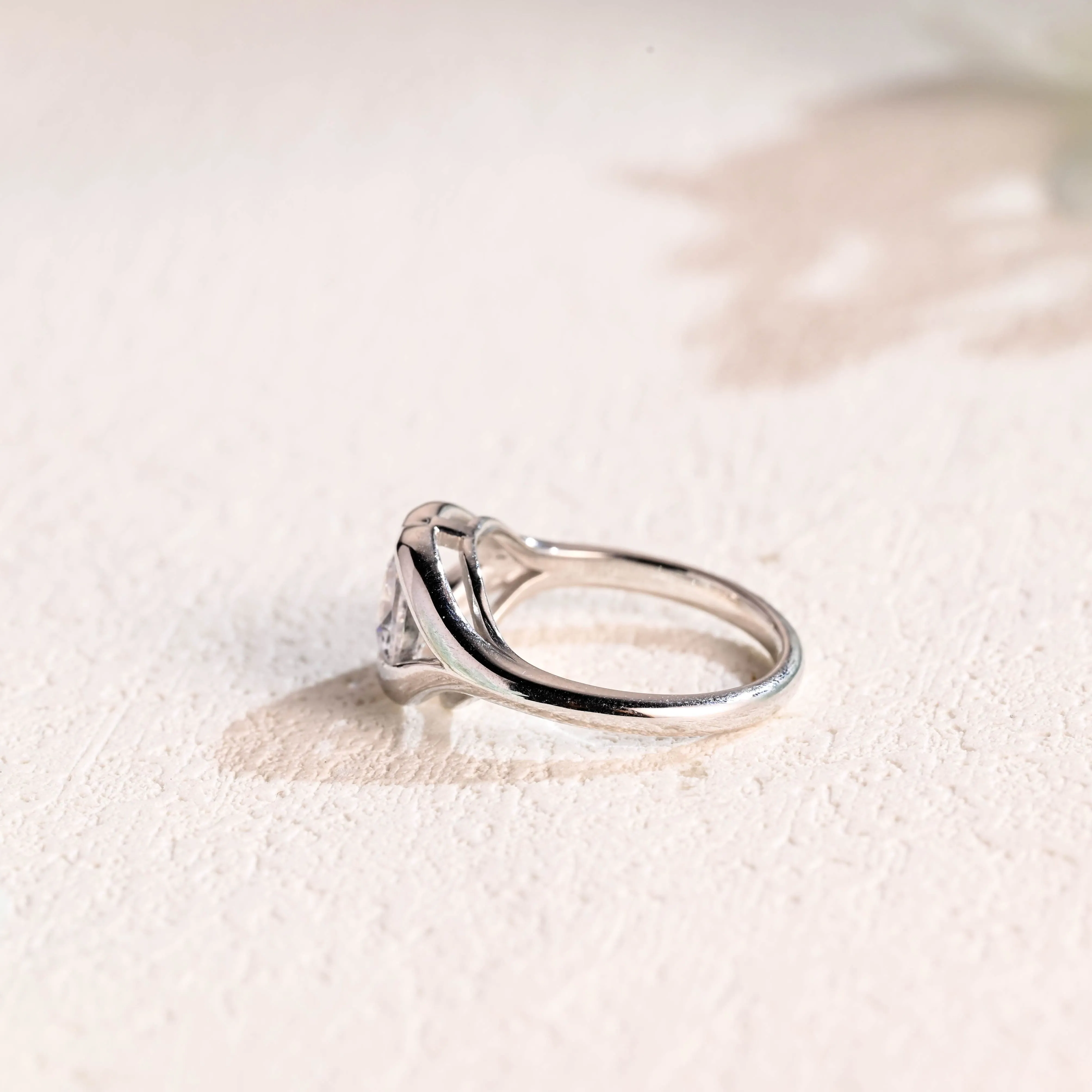 Solid Gold Solitaire Lips Heart Cut Moissanite Engagement Ring sold by Causyou product image thumbnail 4