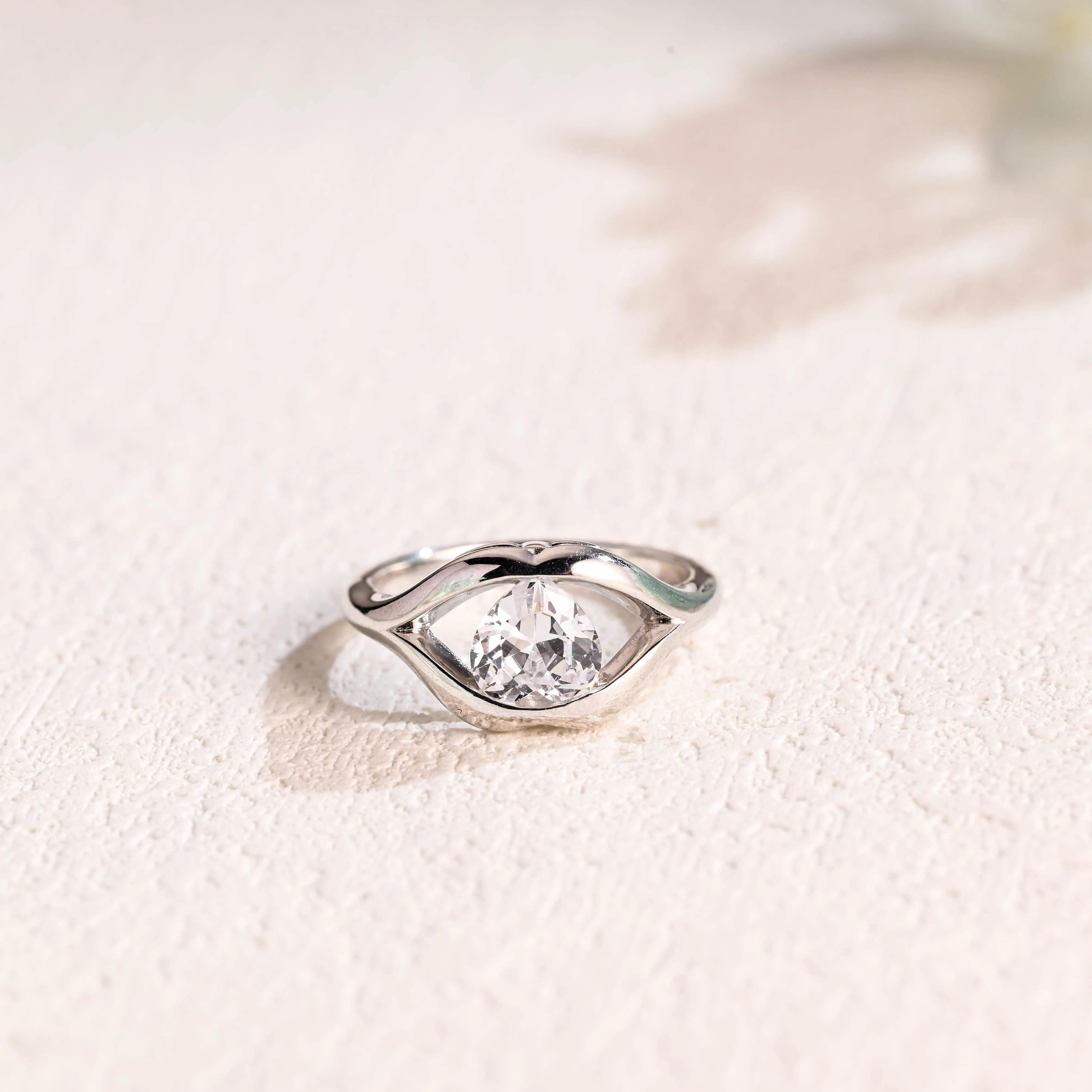 Solid Gold Solitaire Lips Heart Cut Moissanite Engagement Ring sold by Causyou