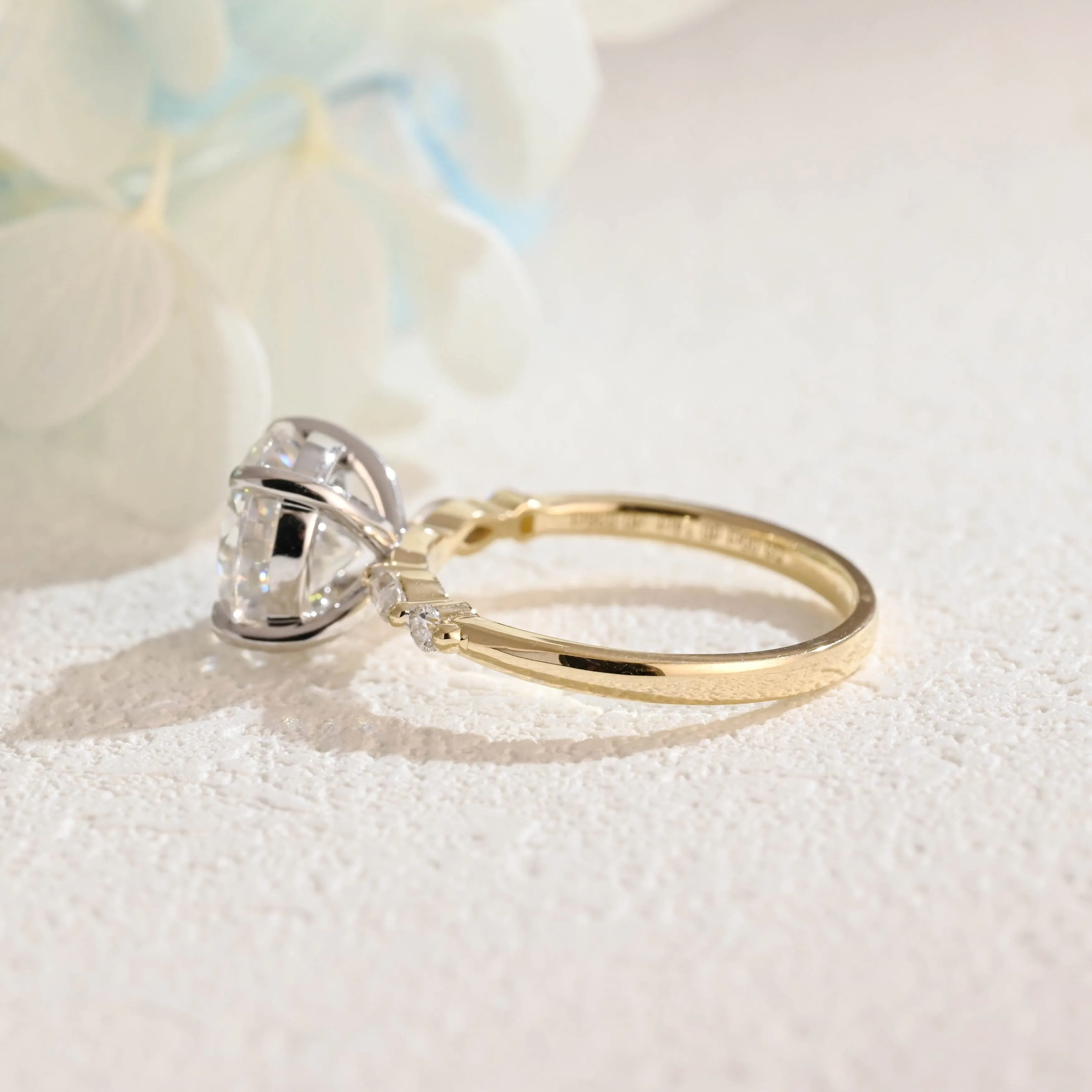 Solid Gold Two Tone Round Moissanite Engagement Ring sold by Causyou product image thumbnail 5