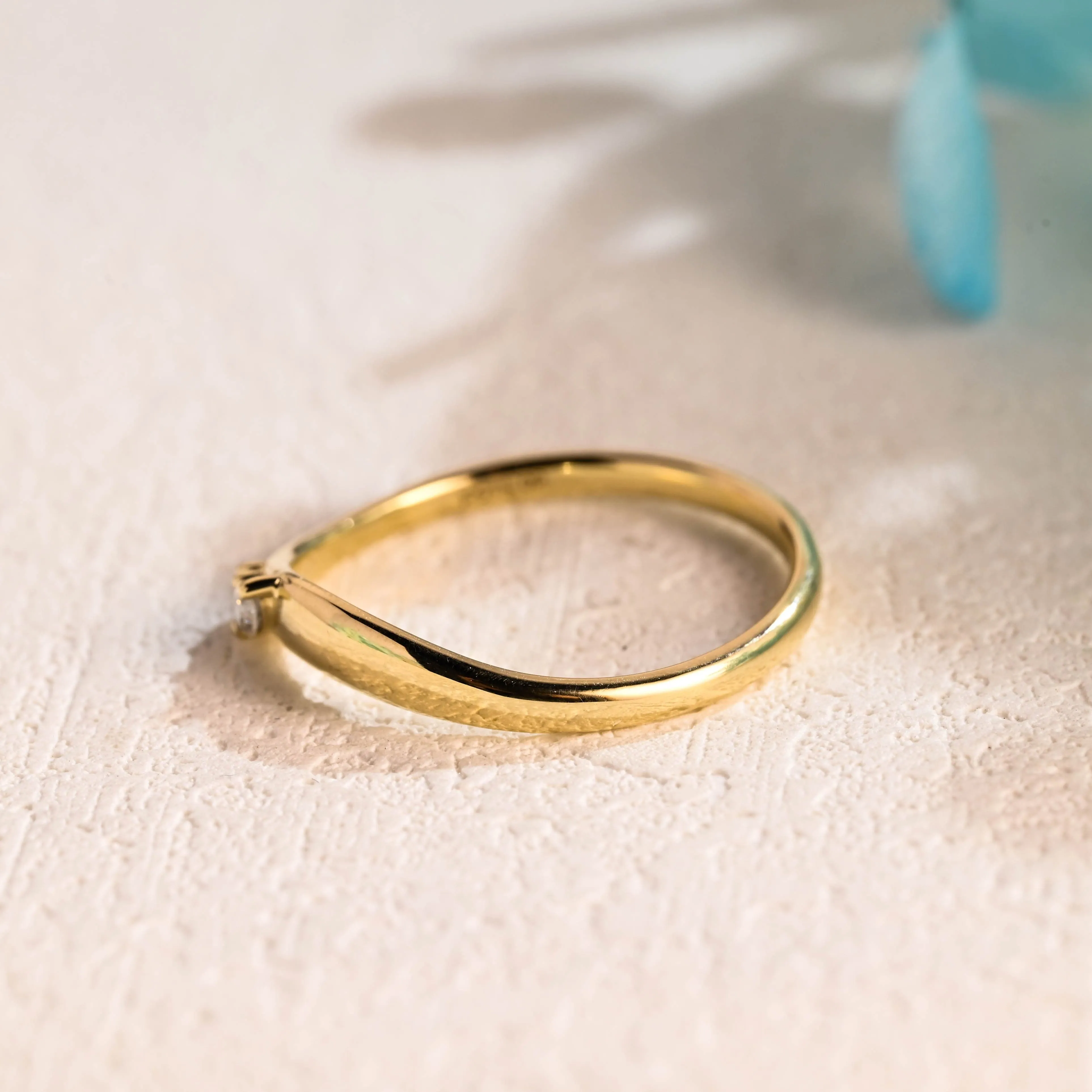 Solid Gold Contorted Marquise Cut Moissanite Wedding Band sold by Causyou product image thumbnail 5