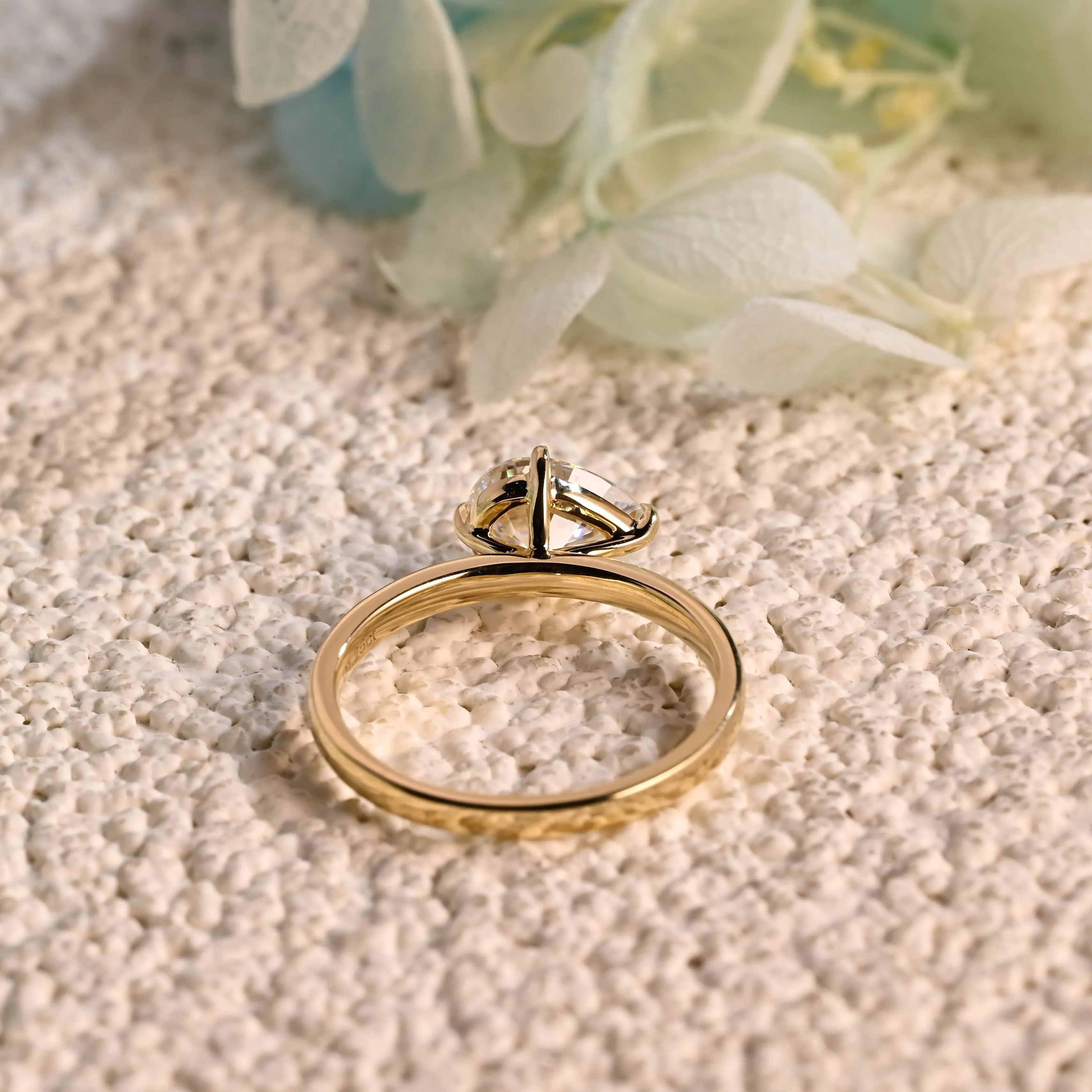 Solid Gold Solitaire East West Pear Moissanite Engagement Ring sold by Causyou product image thumbnail 5