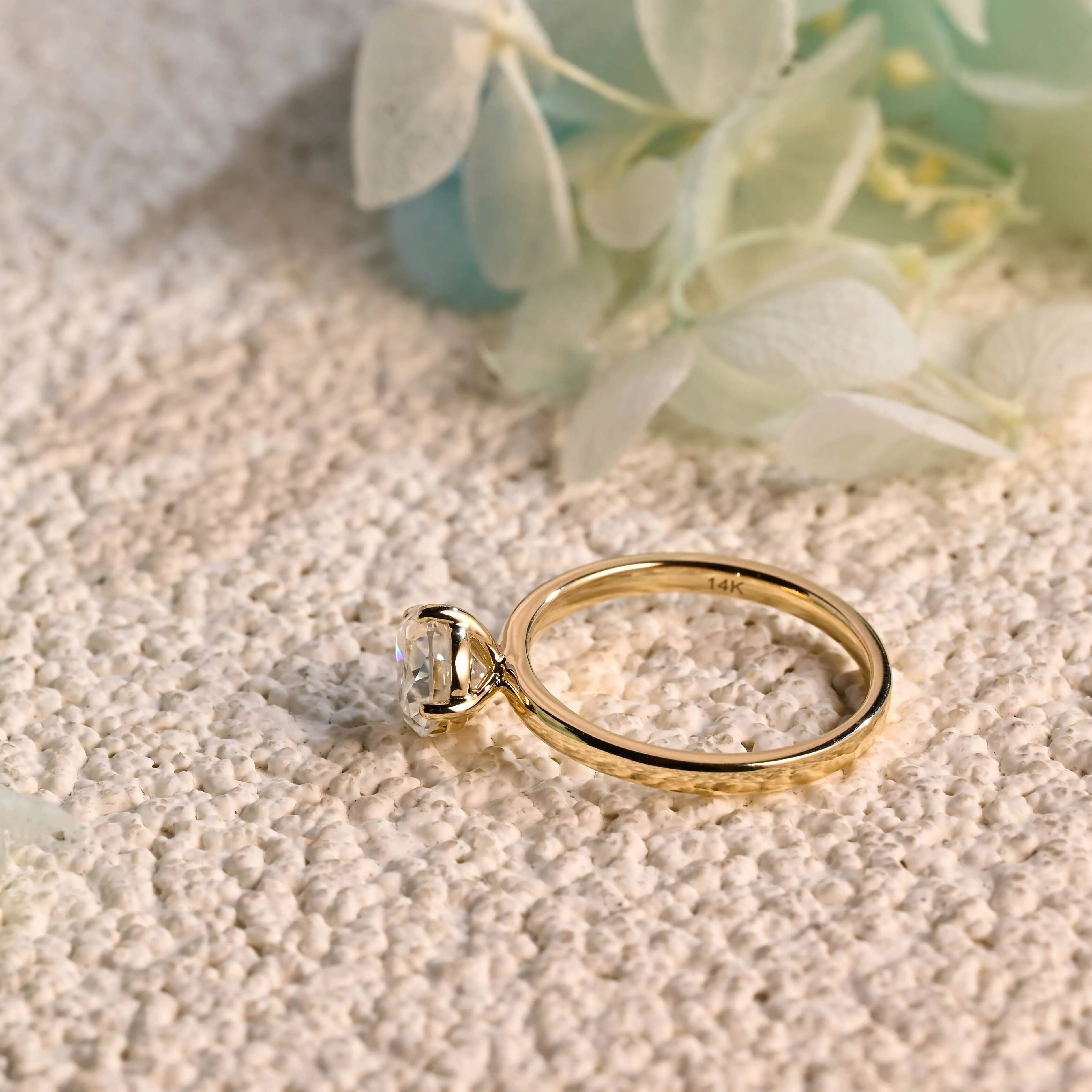 Solid Gold Solitaire East West Pear Moissanite Engagement Ring sold by Causyou product image thumbnail 4