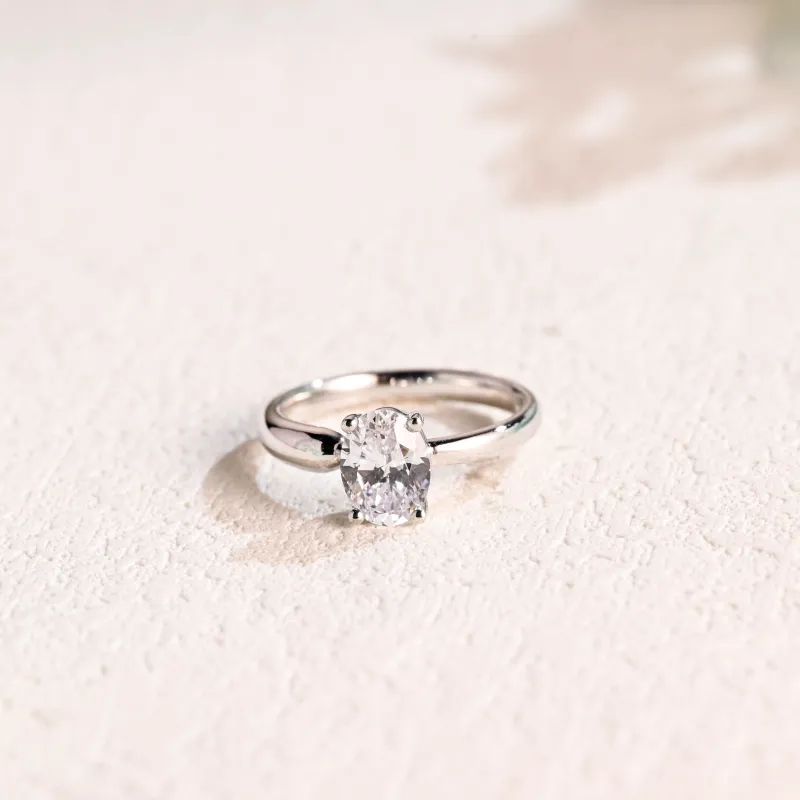 Solid Gold 3.5mm Width Thick Band Oval Cut Moissanite Engagement Ring sold by Causyou