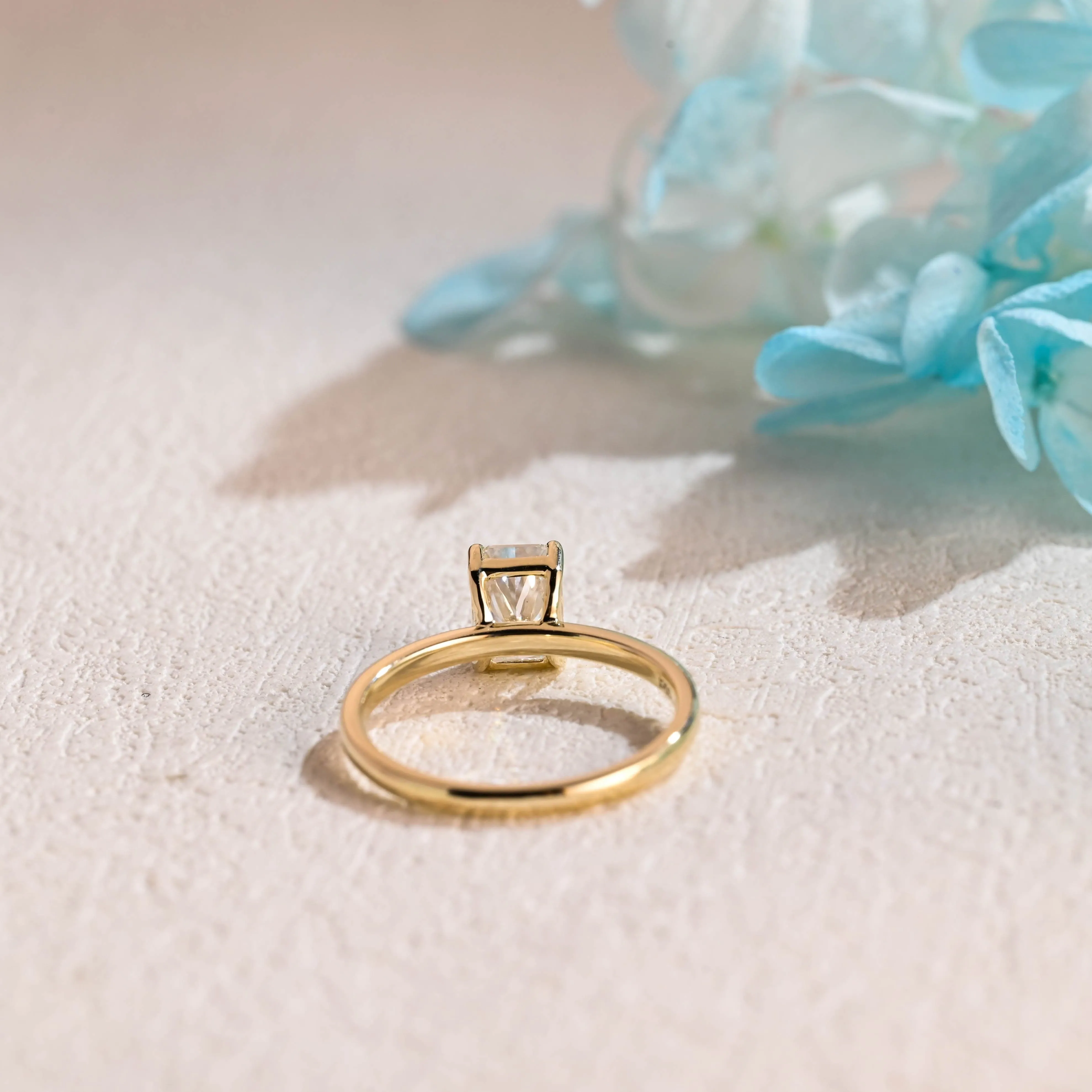 Solid Gold Solitaire Radiant Cut Moissanite Engagement Ring sold by Causyou product image thumbnail 5