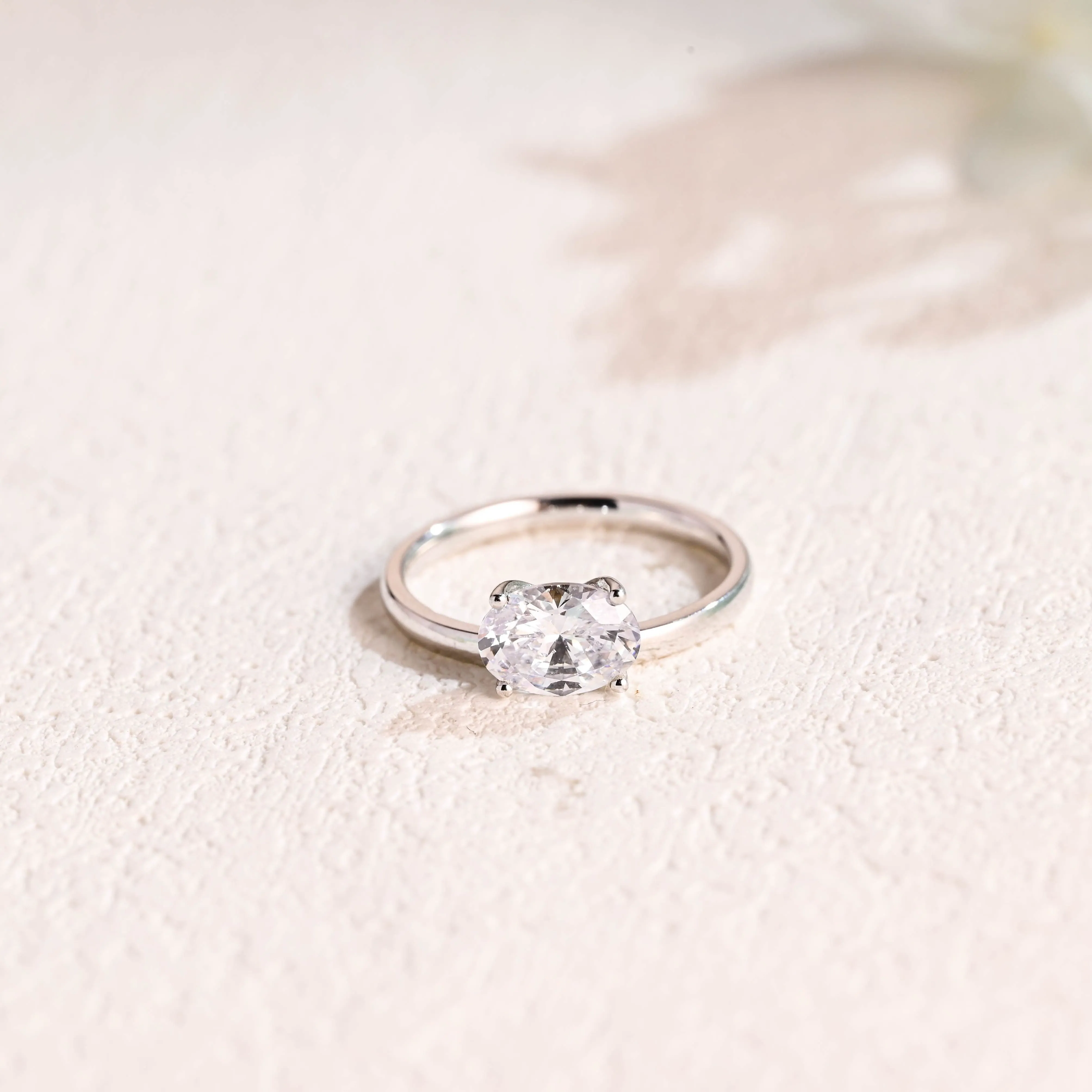 East to West Solid Gold Off Side Oval Cut Moissanite Engagement Ring sold by Causyou