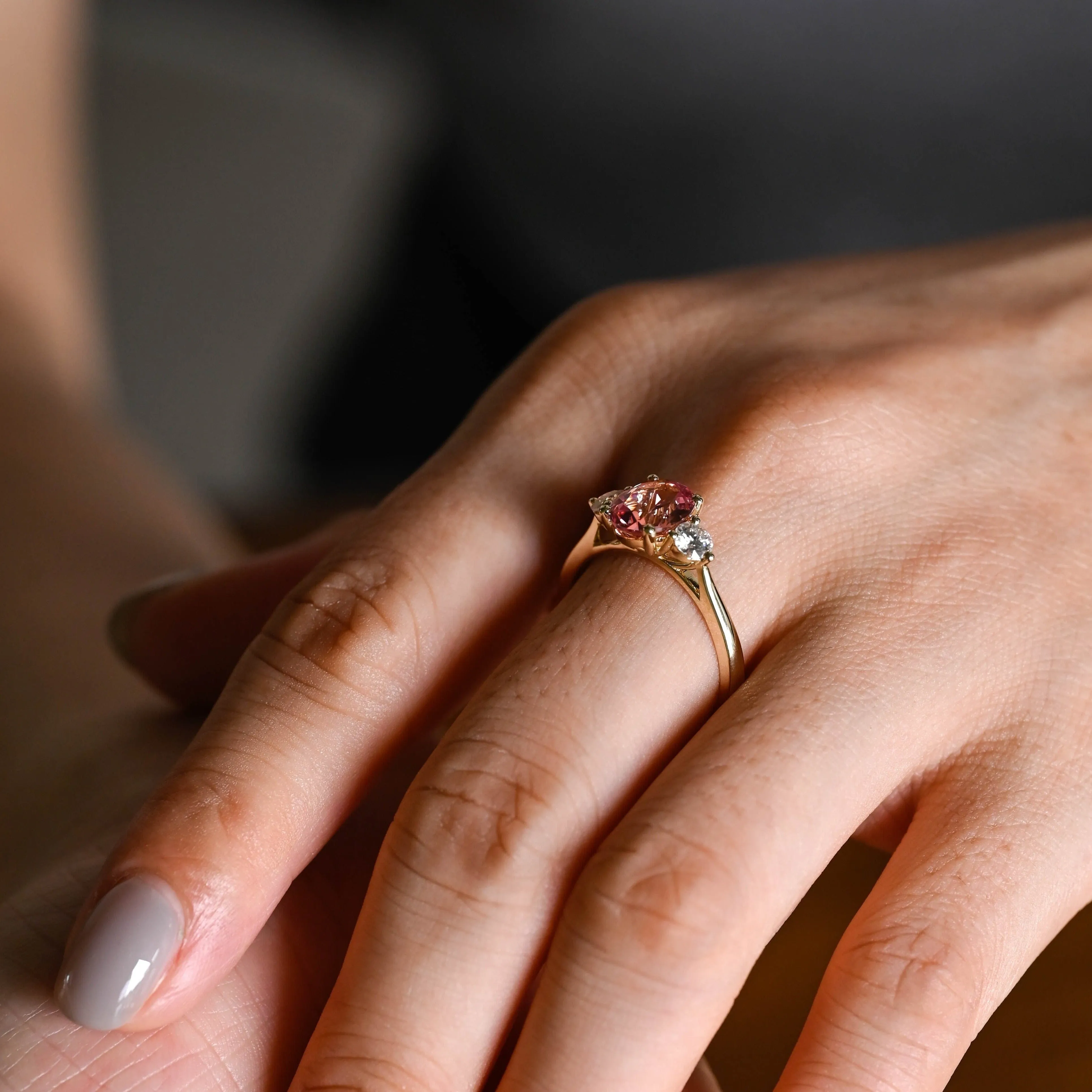 Solid Gold Oval Cut Pink Sapphire Engagement Ring, Promise Ring, Proposal Ring, Gift for Woman, Wife sold by Causyou product image thumbnail 4