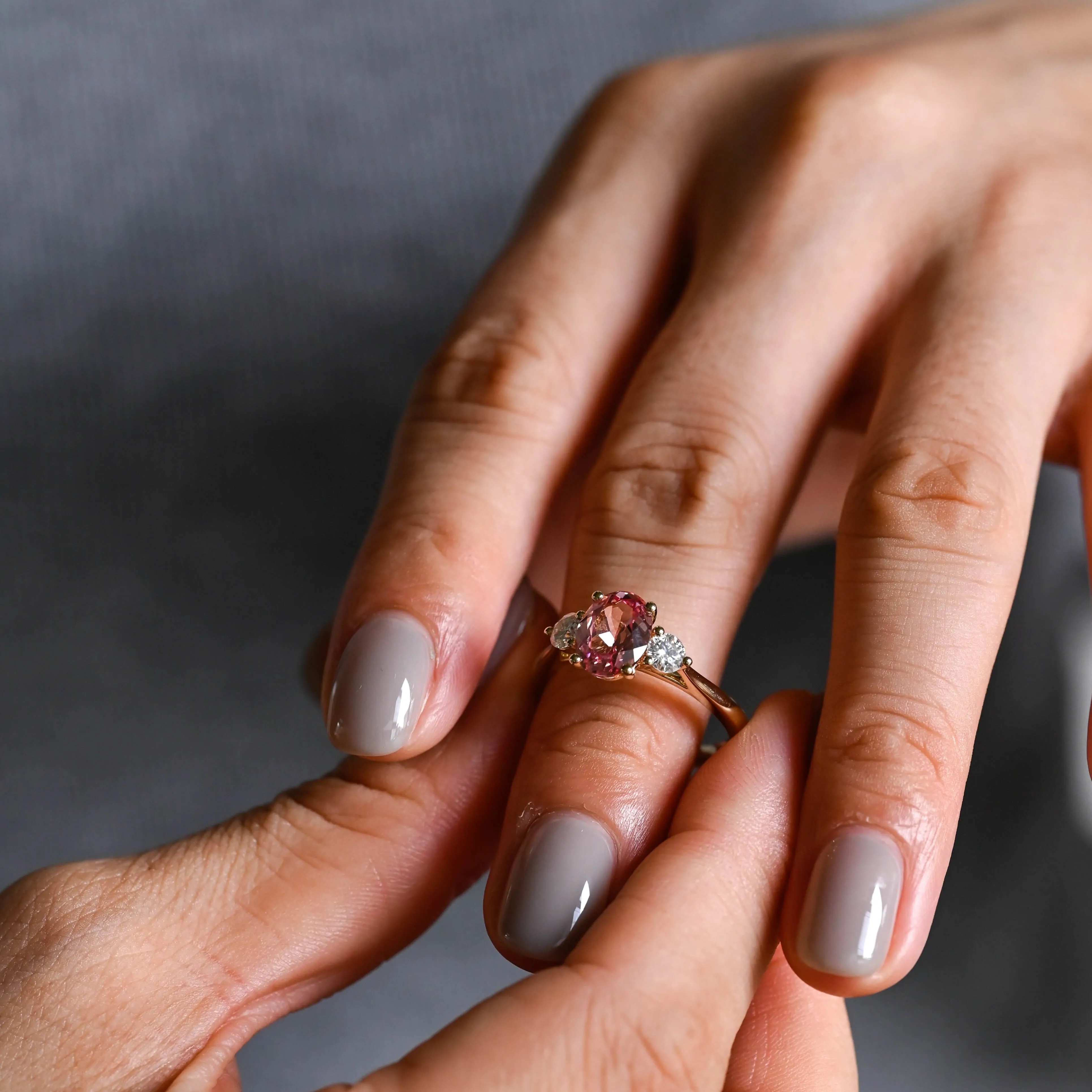 Solid Gold Oval Cut Pink Sapphire Engagement Ring, Promise Ring, Proposal Ring, Gift for Woman, Wife sold by Causyou product image thumbnail 2