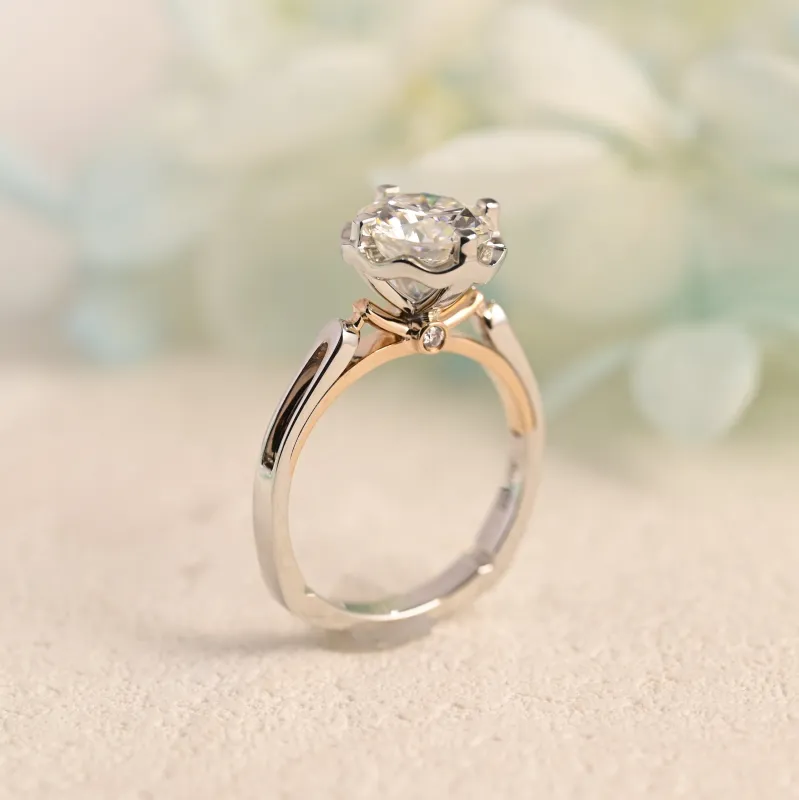 Solid Gold Round Cut Moissanite Engagement Ring, Promise Ring, Proposal Ring sold by Causyou