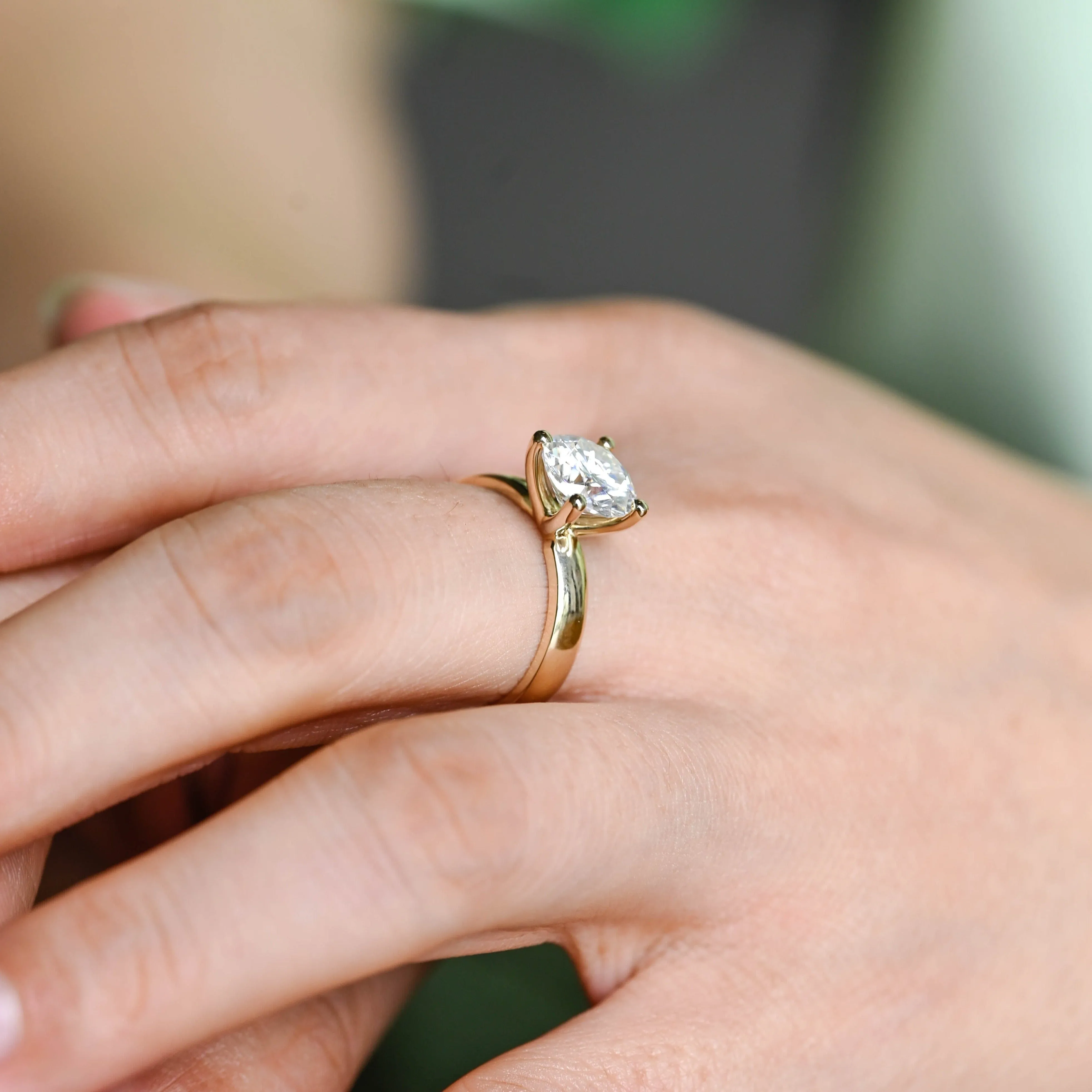 Solid Gold Solitaire 3.5mm Width Round Cut Moissanite Engagement Ring sold by Causyou product image thumbnail 3