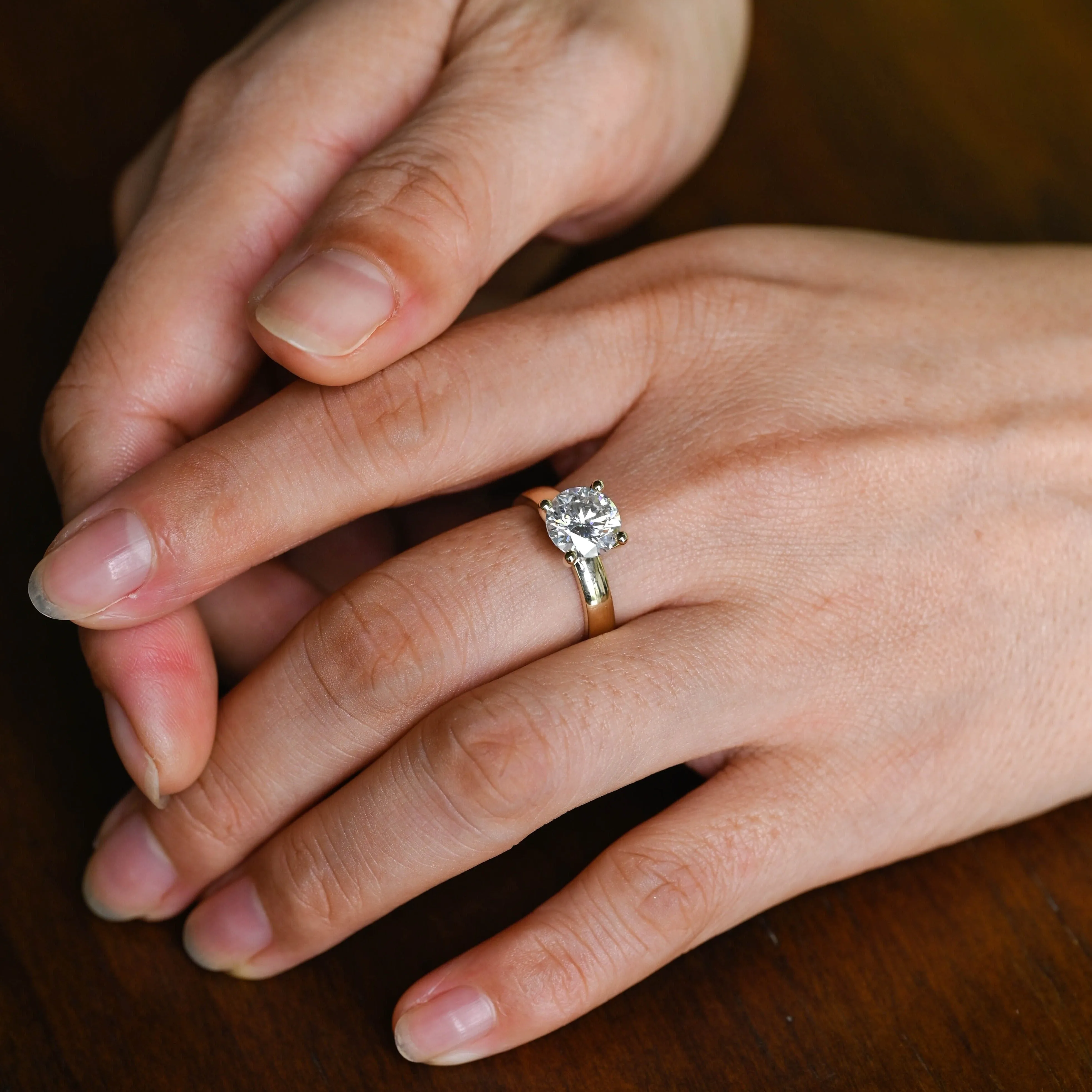 Solid Gold Solitaire 3.5mm Width Round Cut Moissanite Engagement Ring sold by Causyou product image thumbnail 2