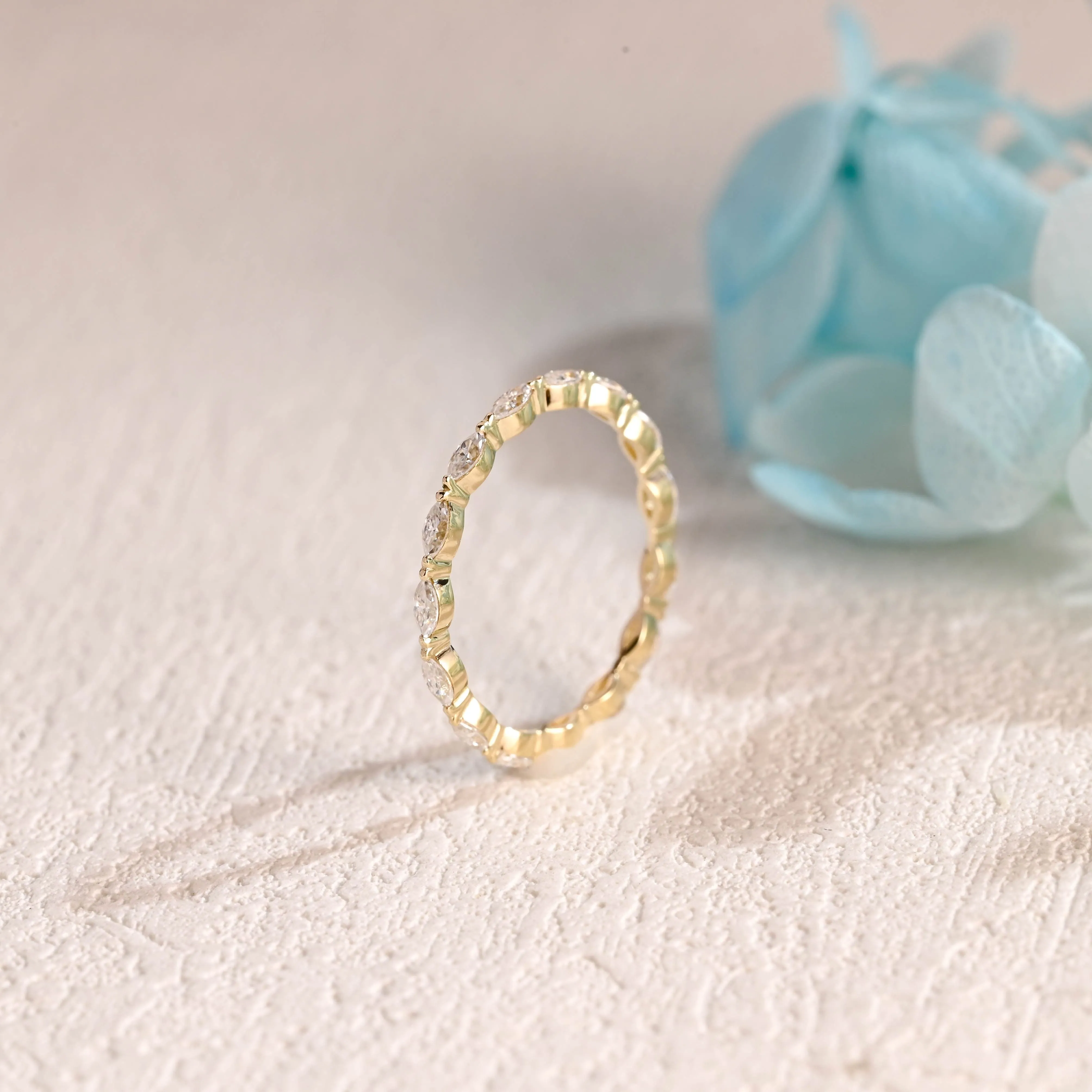 Solid Gold Full Eternity Marquise Cut Moissanite Wedding Band sold by Causyou