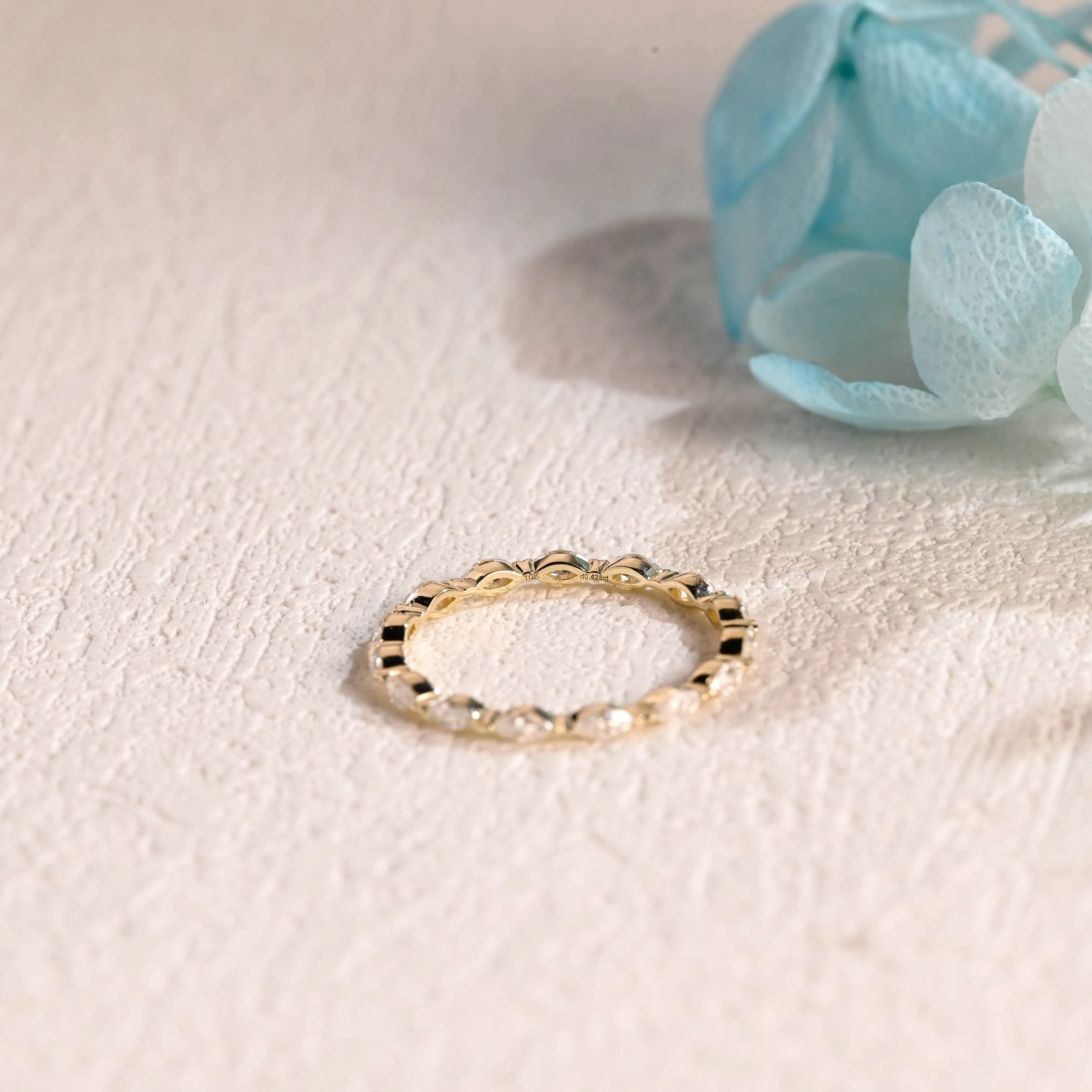 Solid Gold Full Eternity Marquise Cut Moissanite Wedding Band sold by Causyou product image thumbnail 5