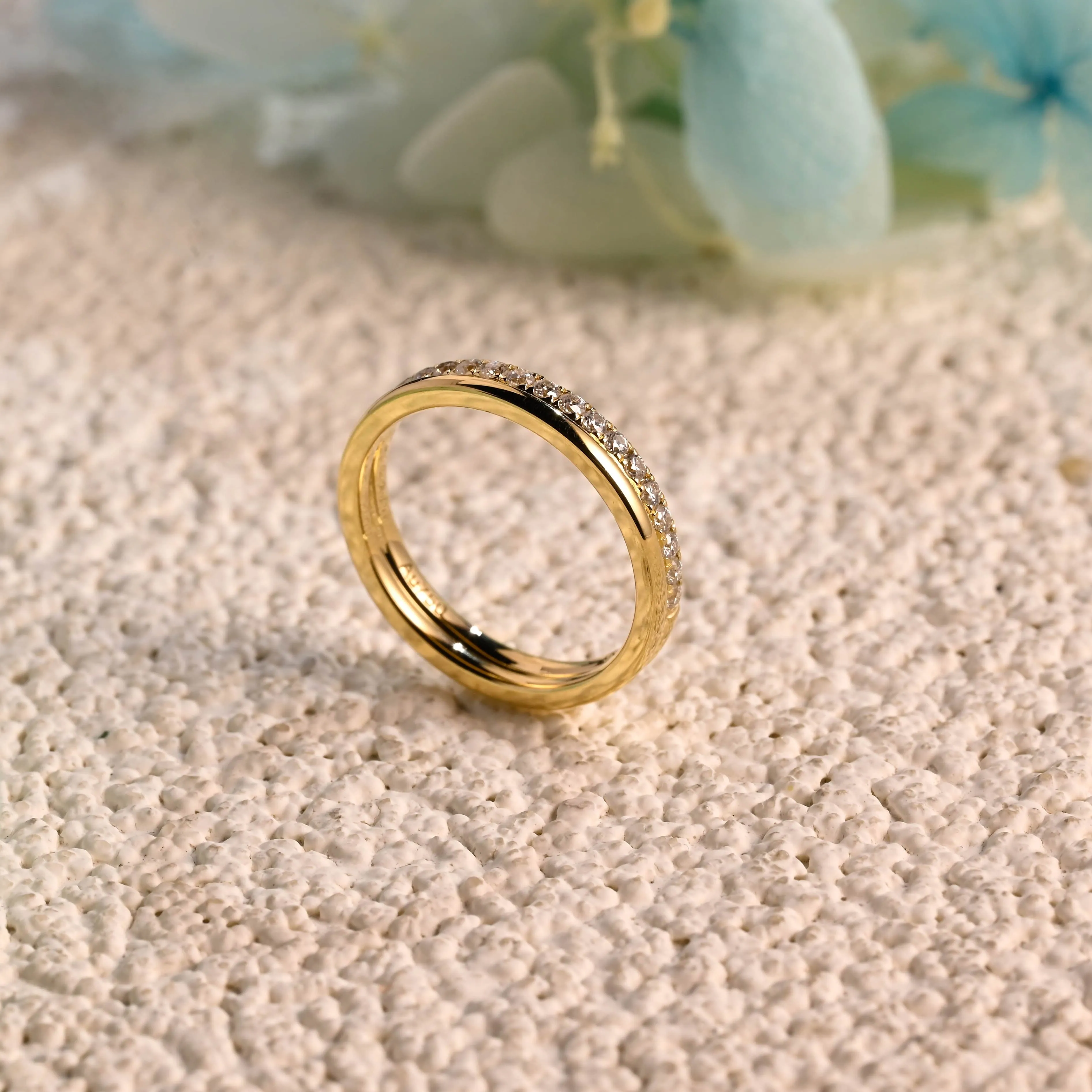 Solid Gold Half Eternity Round Cut Moissanite Wedding Band sold by Causyou product image thumbnail 5