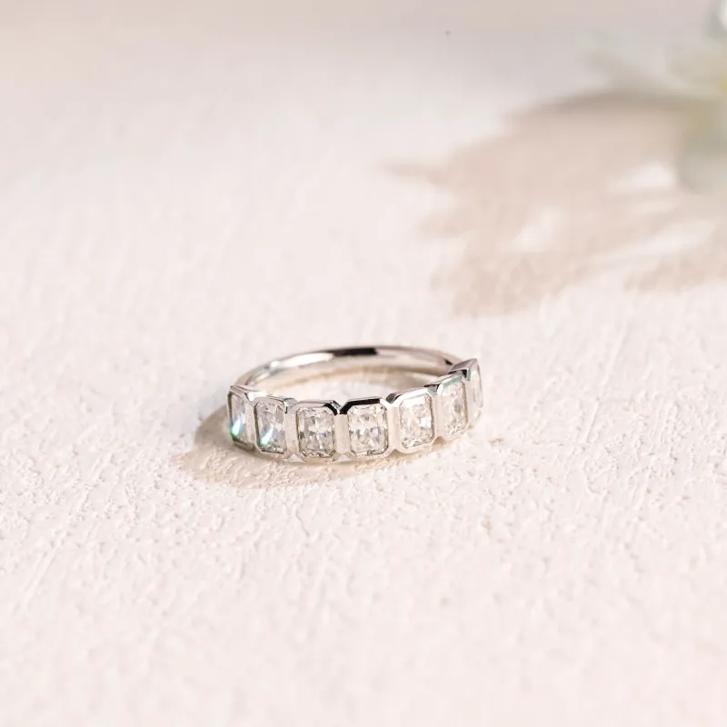 Solid Gold 3*4mm Radiant Cut Moissanite Wedding Band sold by Causyou