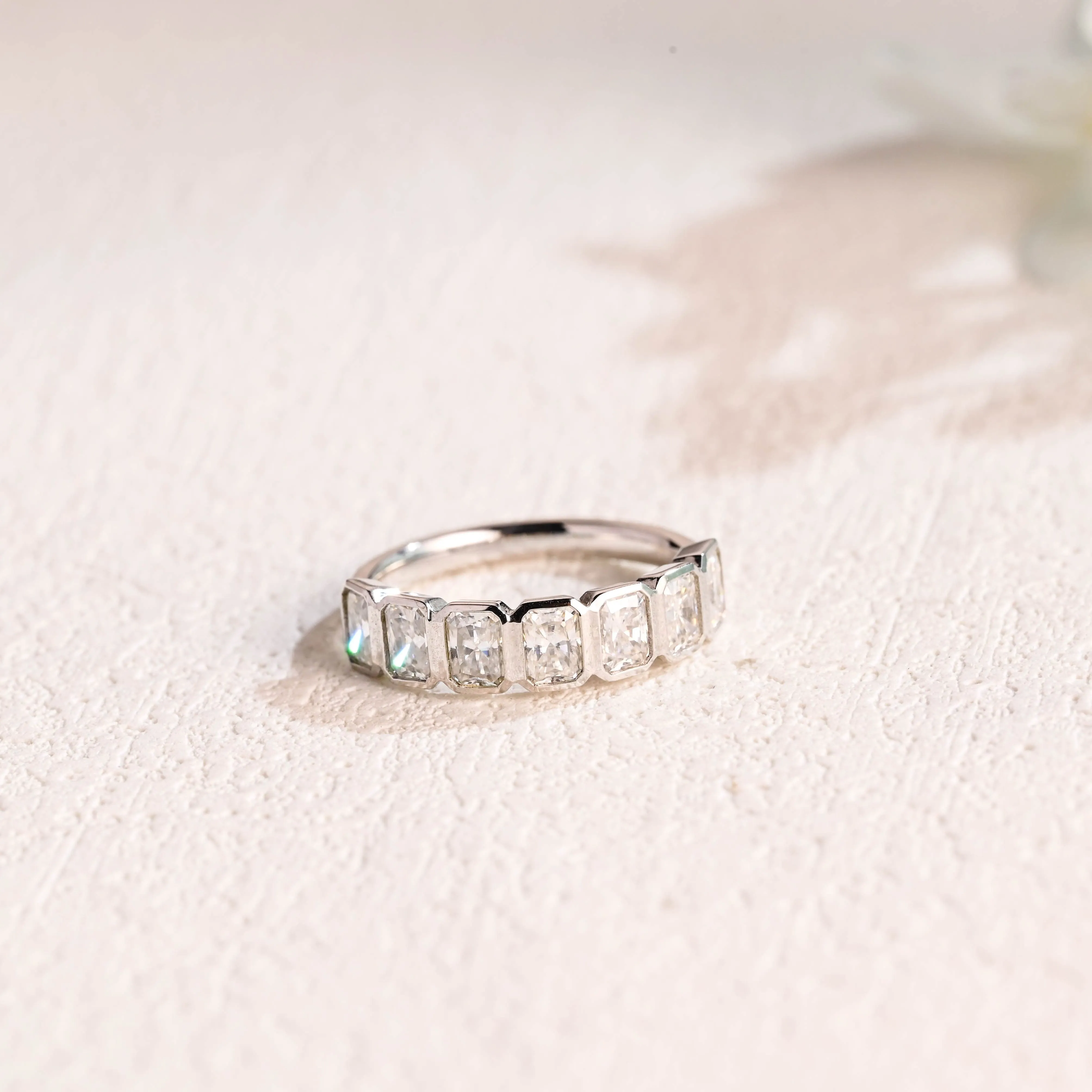 Solid Gold 3*4mm Radiant Cut Moissanite Wedding Band sold by Causyou