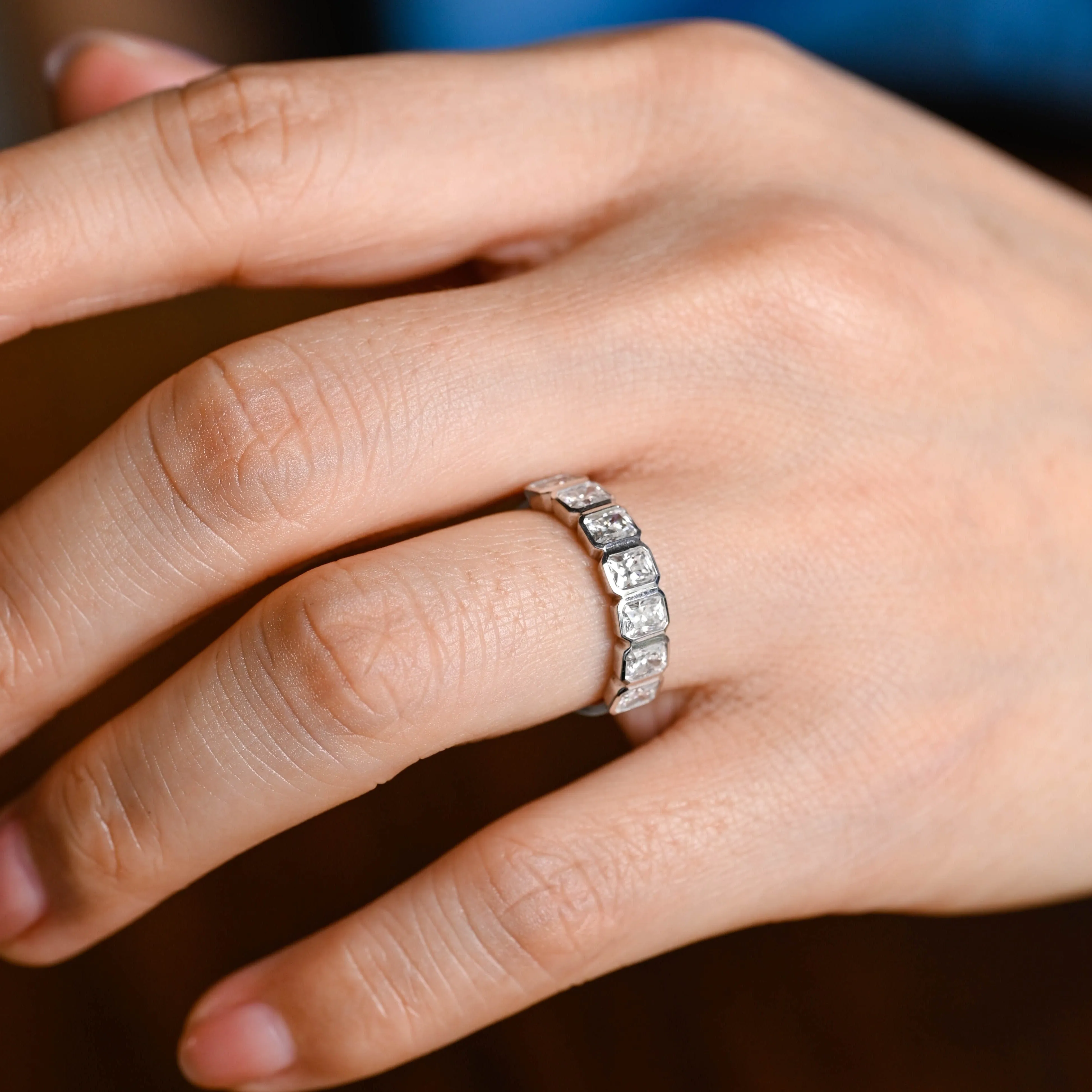 Solid Gold 3*4mm Radiant Cut Moissanite Wedding Band sold by Causyou product image thumbnail 2