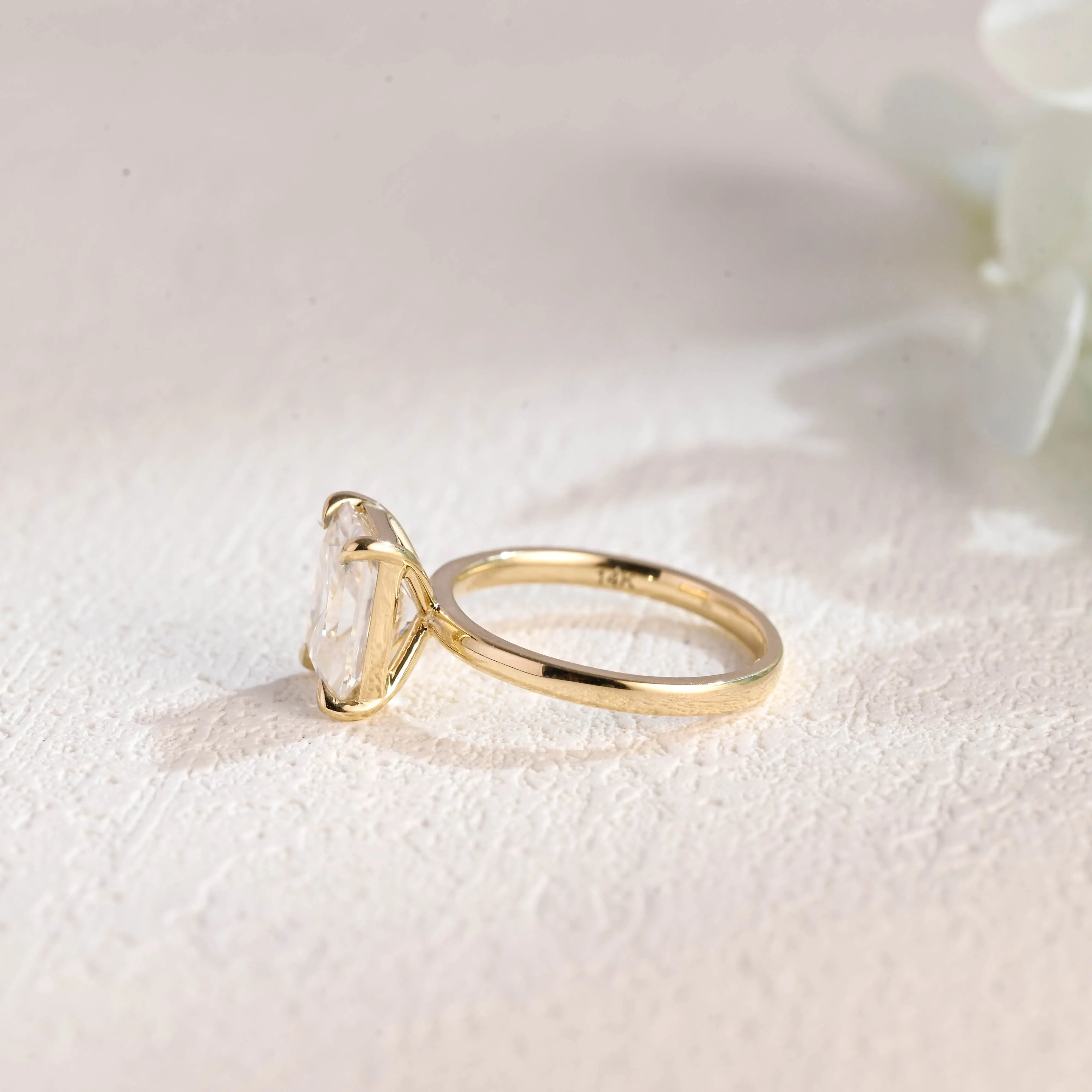 Solid Gold Solitaire Radiant Cut Moissanite Engagement Ring sold by Causyou product image thumbnail 5