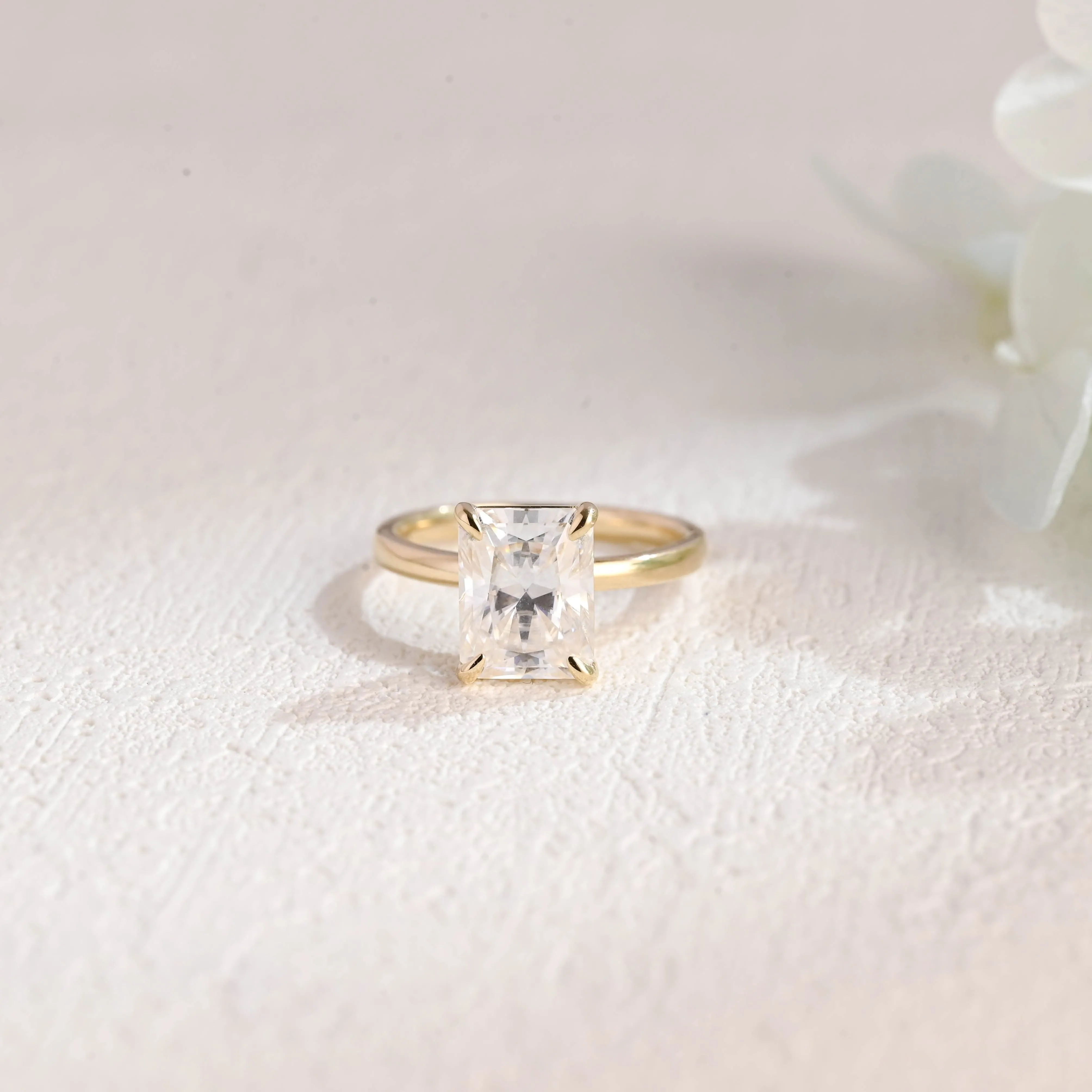 Solid Gold Solitaire Radiant Cut Moissanite Engagement Ring sold by Causyou
