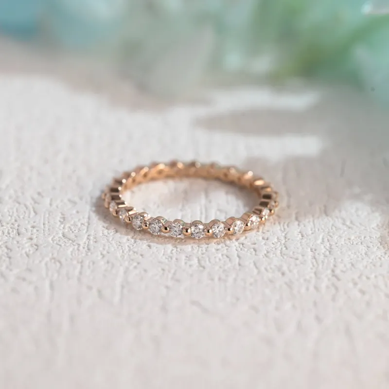 Solid Gold Full Eternity Round Cut Moissanite Wedding Band sold by Causyou