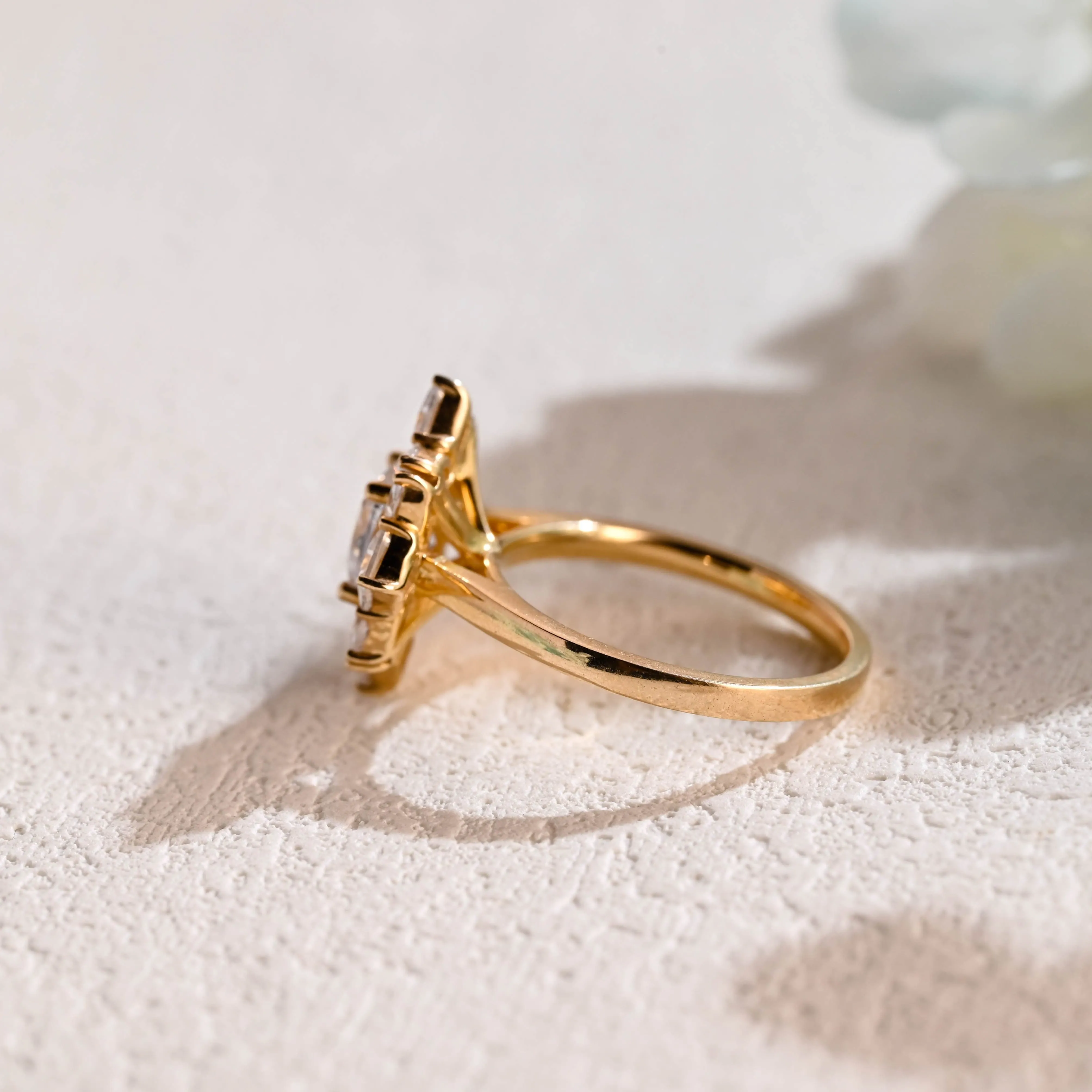 Solid Gold Cluster Cushion Cut Moissanite Engagement Ring sold by Causyou product image thumbnail 5