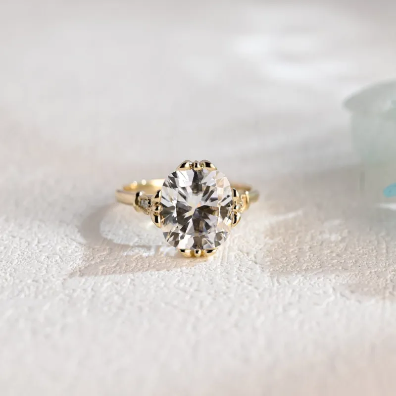 Solid Gold Filigree Cushion Cut Moissanite Engagement Ring, Gift for Women sold by Causyou