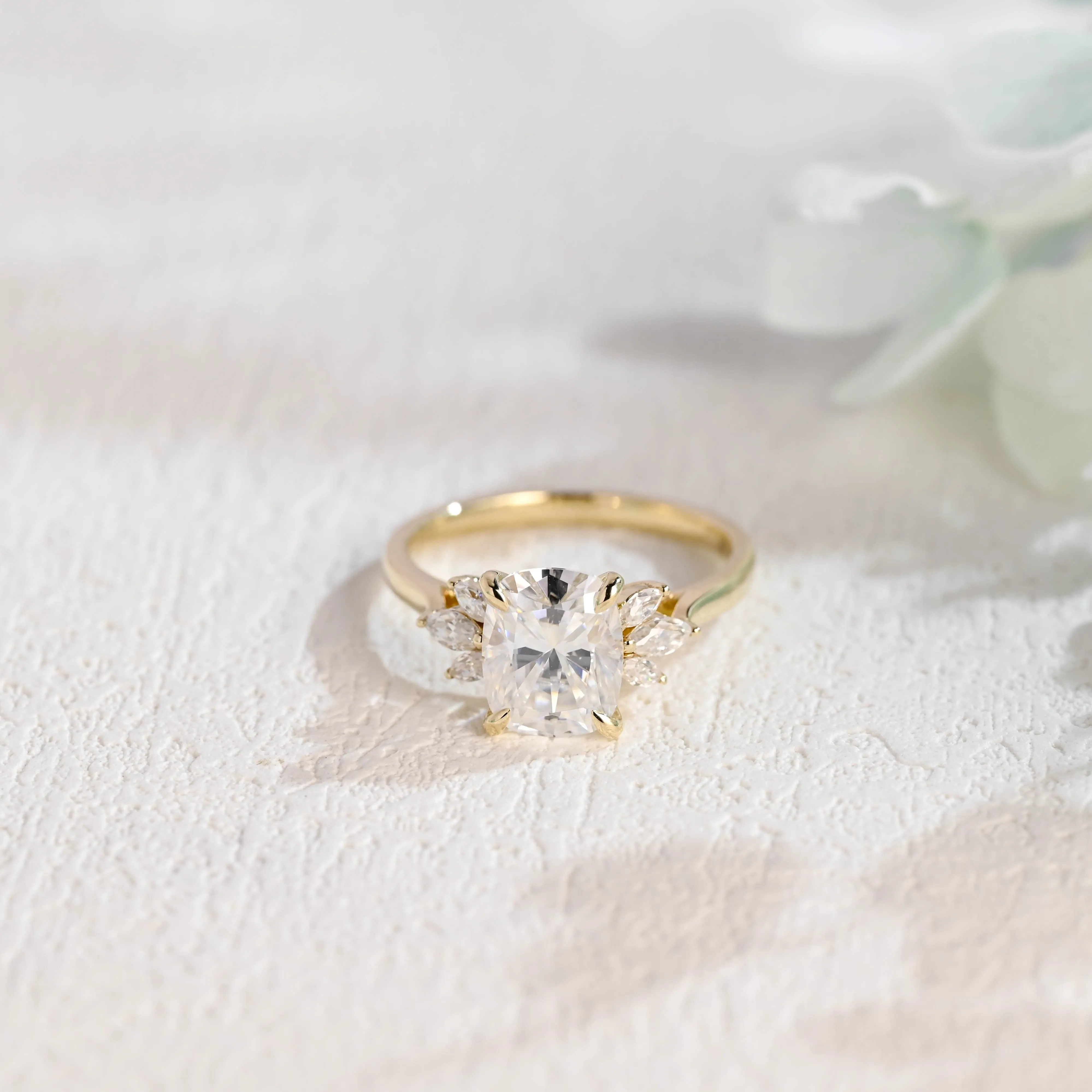 Solid Gold Elongated Cushion Cut Moissanite Engagement Ring sold by Causyou