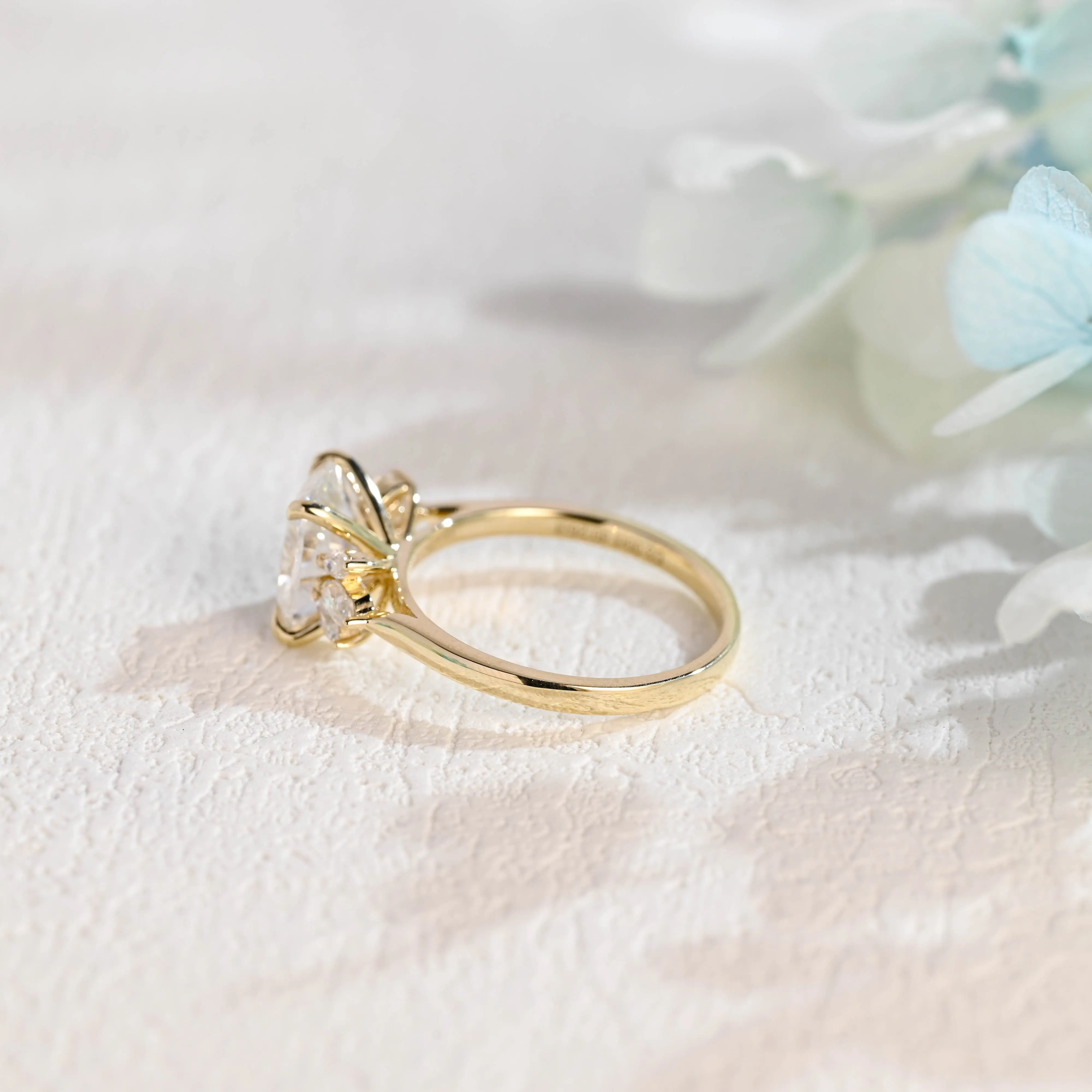 Solid Gold Elongated Cushion Cut Moissanite Engagement Ring sold by Causyou product image thumbnail 5