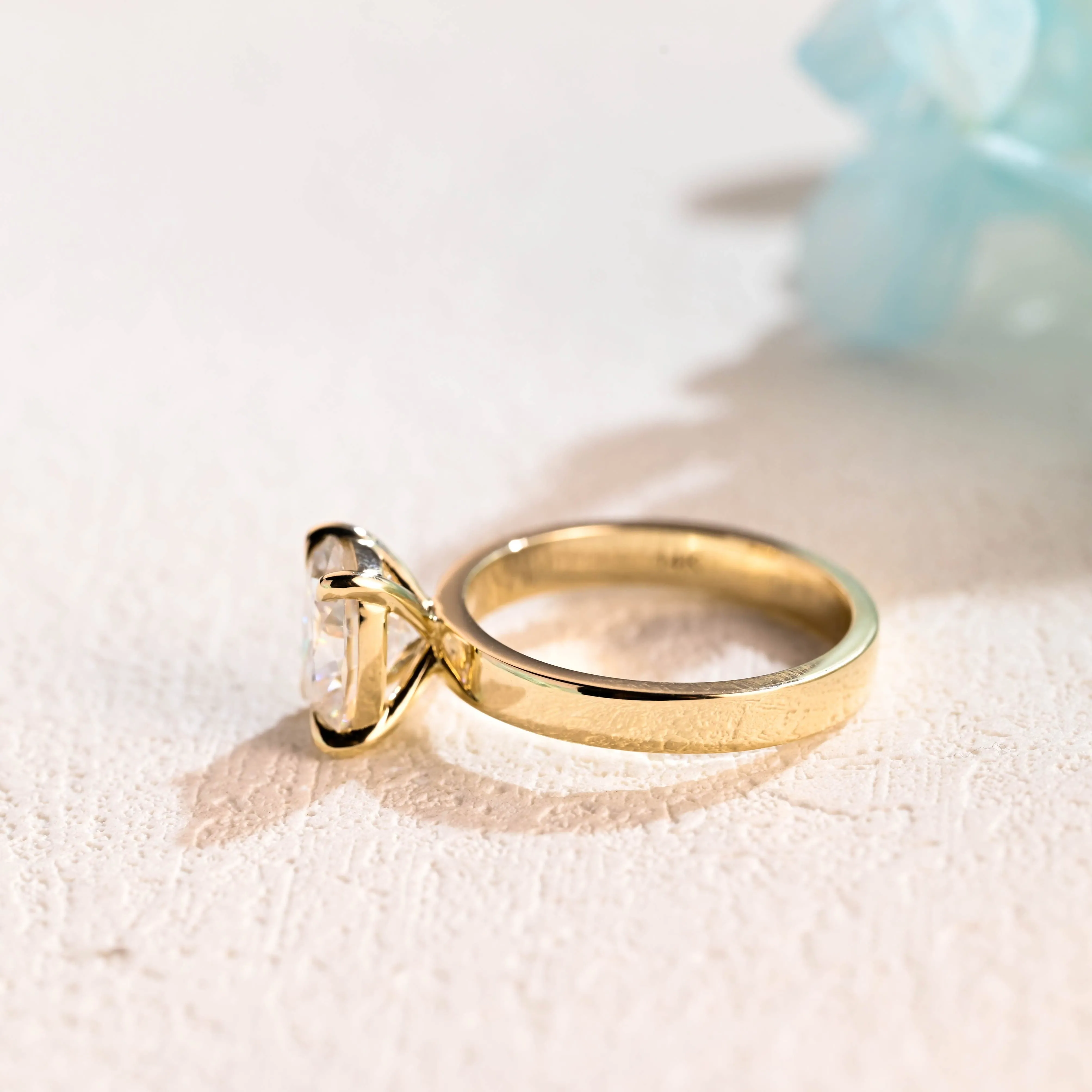 Solid Gold 3mm Width Solitaire Elongated Cushion Cut Moissanite Engagement Ring sold by Causyou product image thumbnail 5