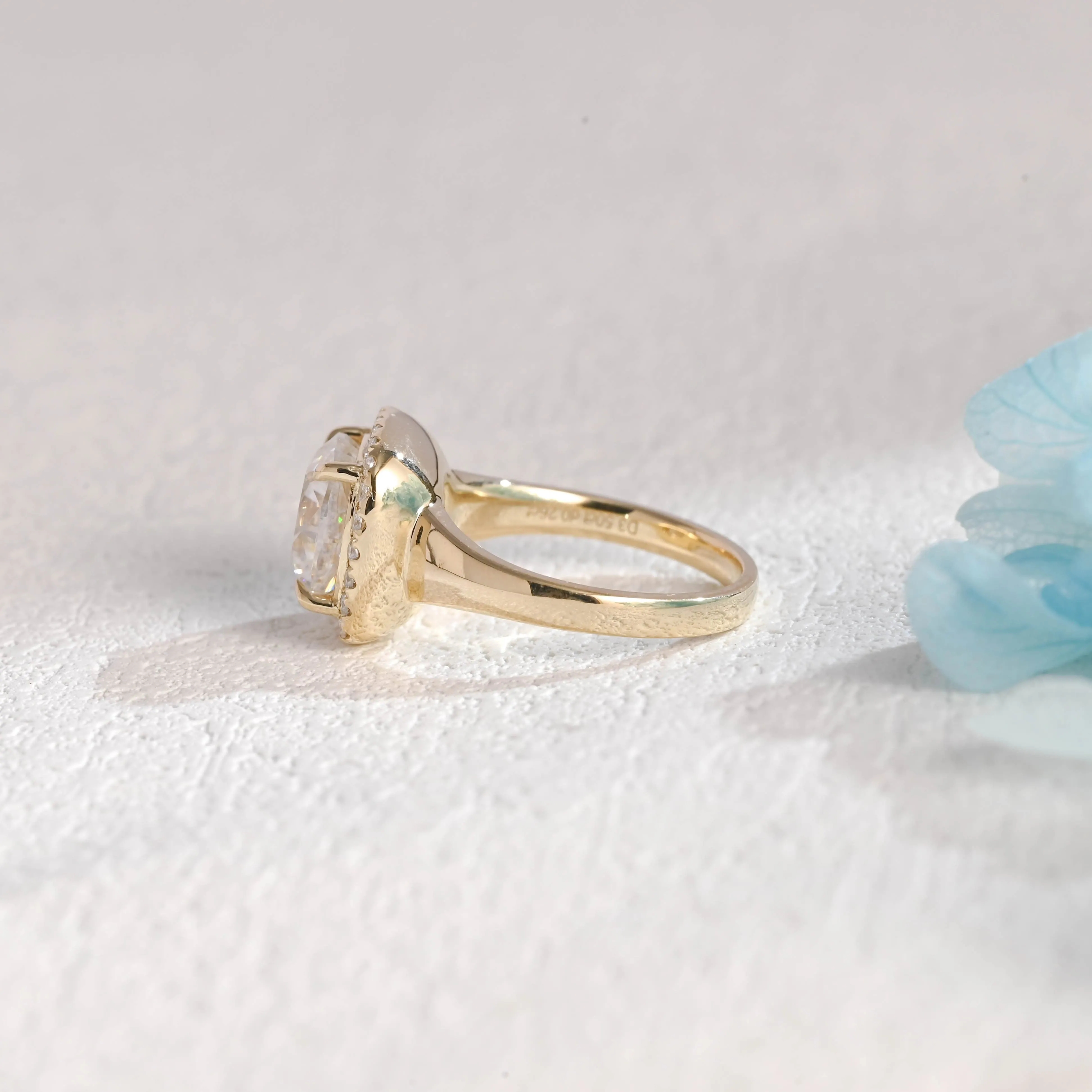 Solid Gold 2.5mm Width Halo Cushion Cut Moissanite Engagement Ring sold by Causyou product image thumbnail 5