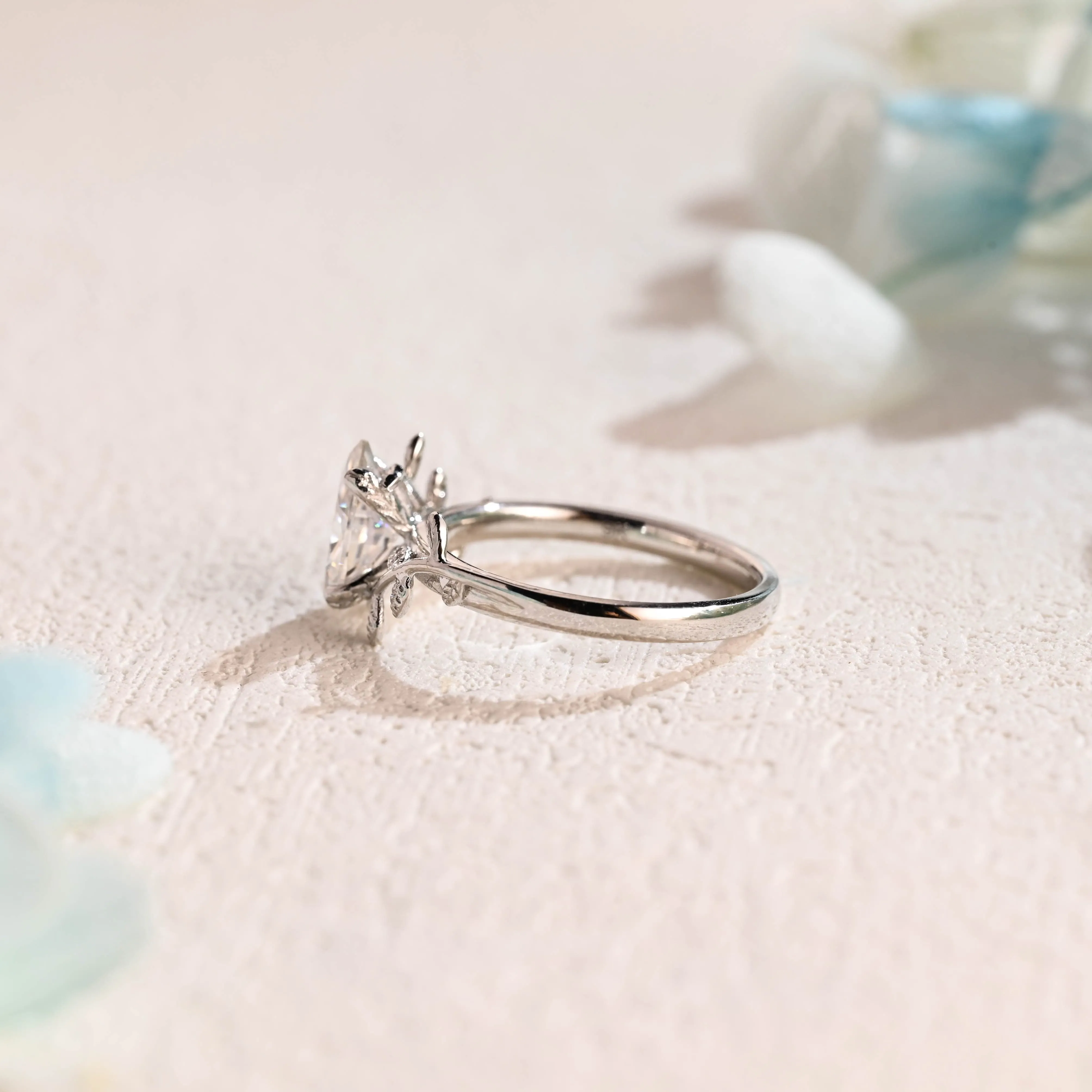 Solid Gold Solitaire Marquise Cut Moissanite Engagement Ring sold by Causyou product image thumbnail 5