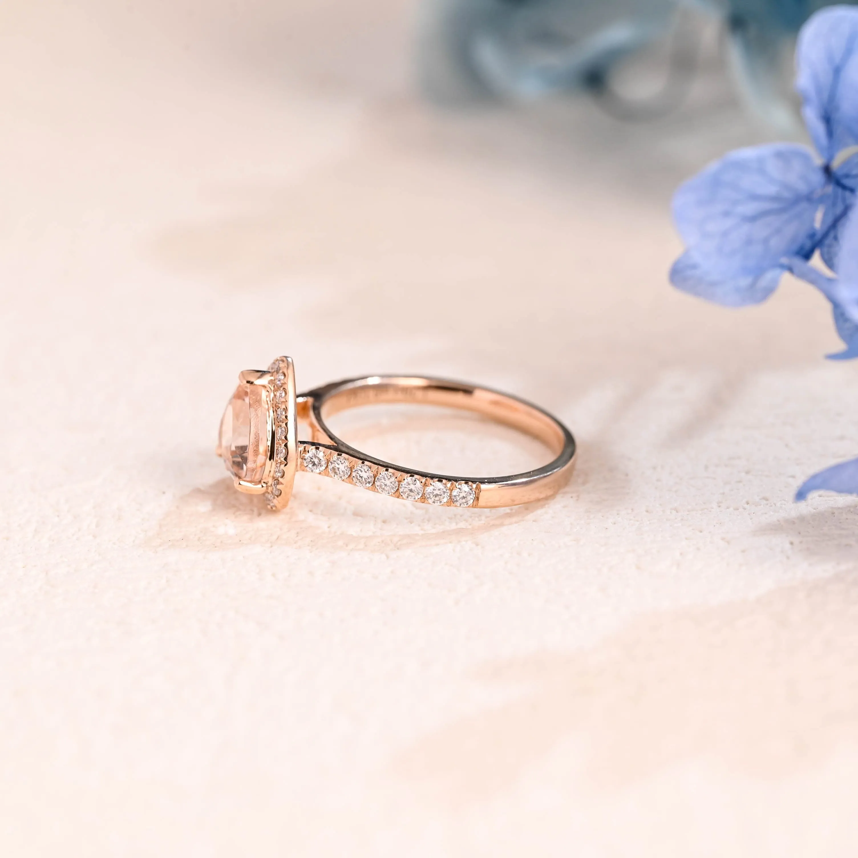 Solid Gold Heart Cut Lab Pink Sapphire Engagement Ring sold by Causyou product image thumbnail 5