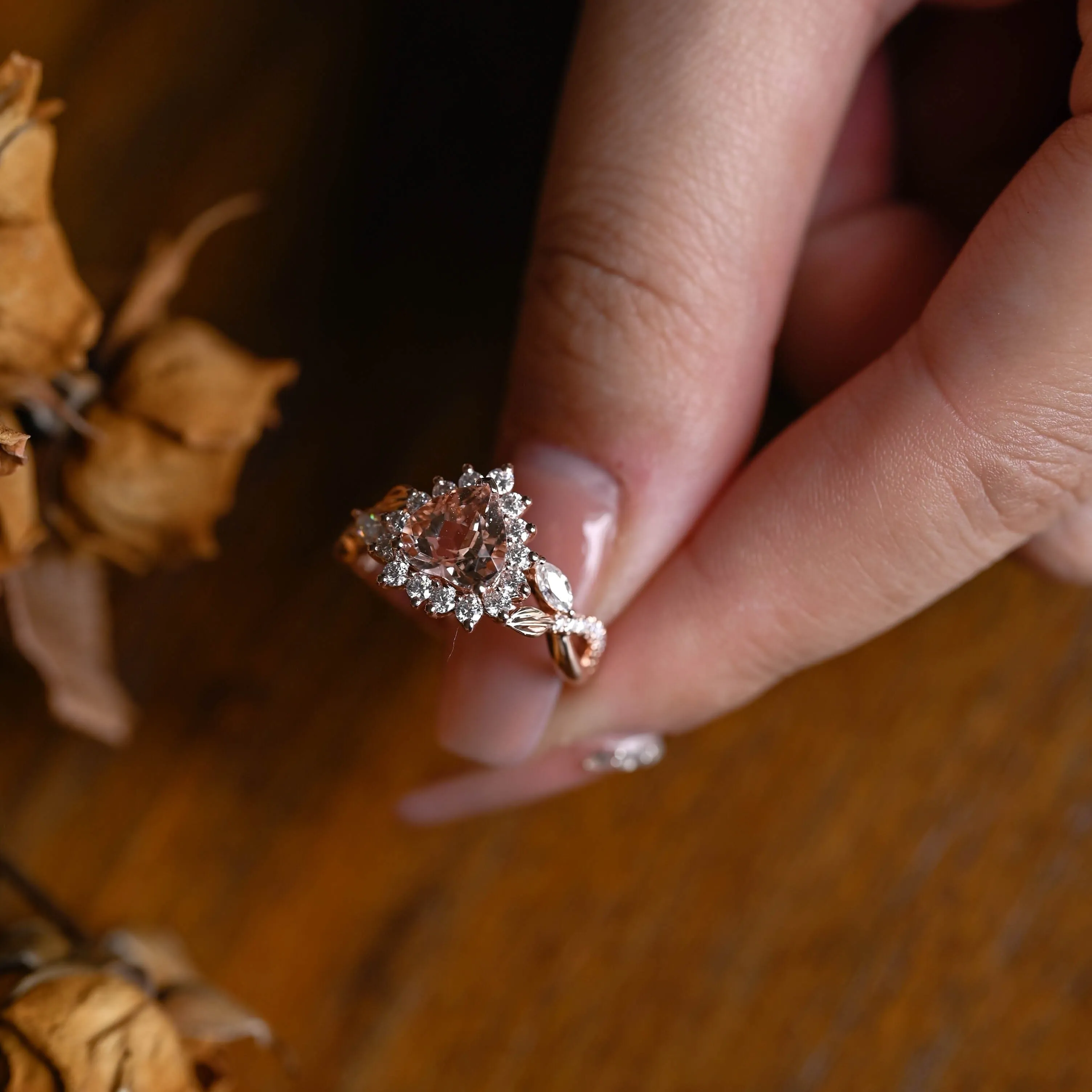 Solid Gold Split Shank Heart Cut Pink Lab Grown Sapphire Ring sold by Causyou product image thumbnail 3