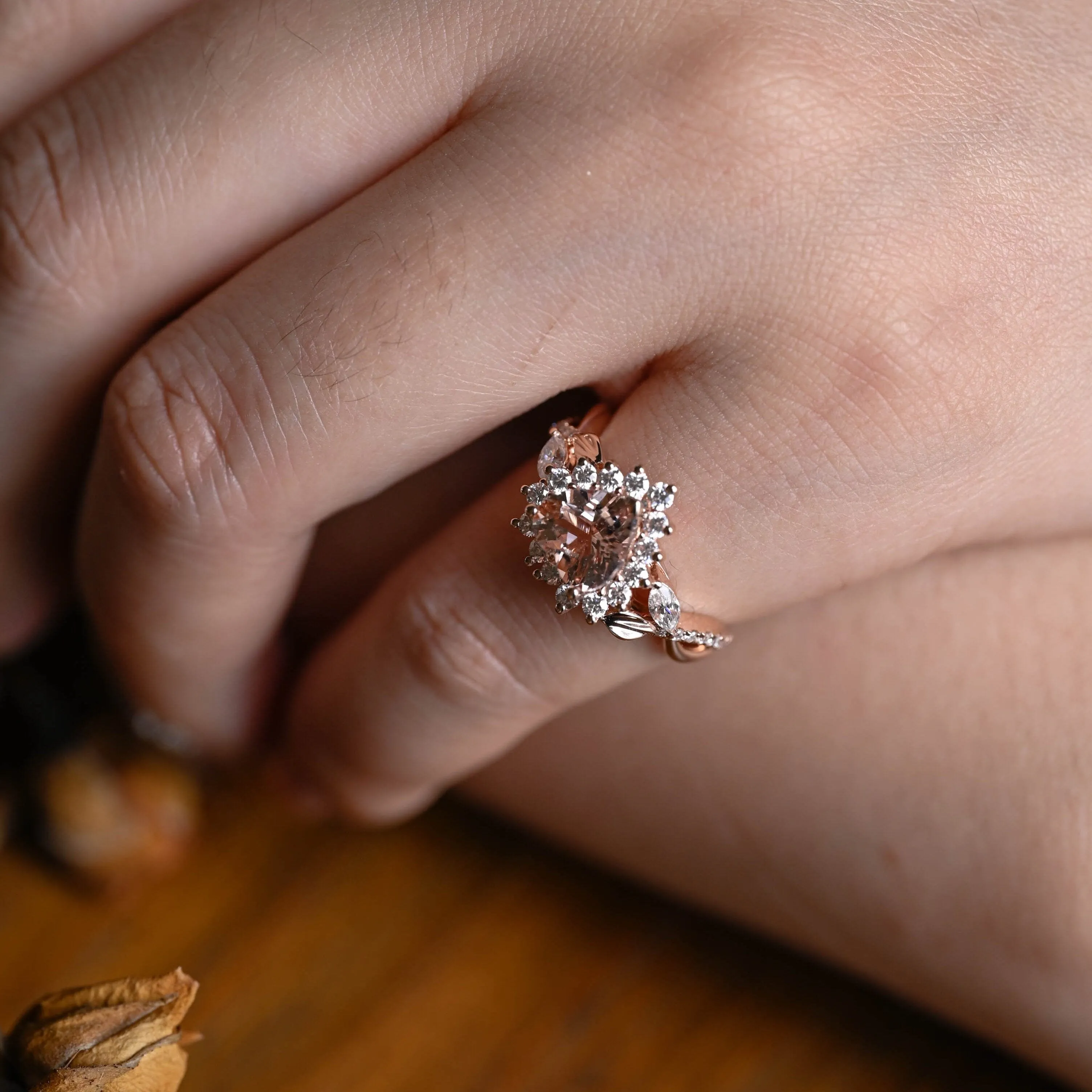 Solid Gold Split Shank Heart Cut Pink Lab Grown Sapphire Ring sold by Causyou product image thumbnail 2