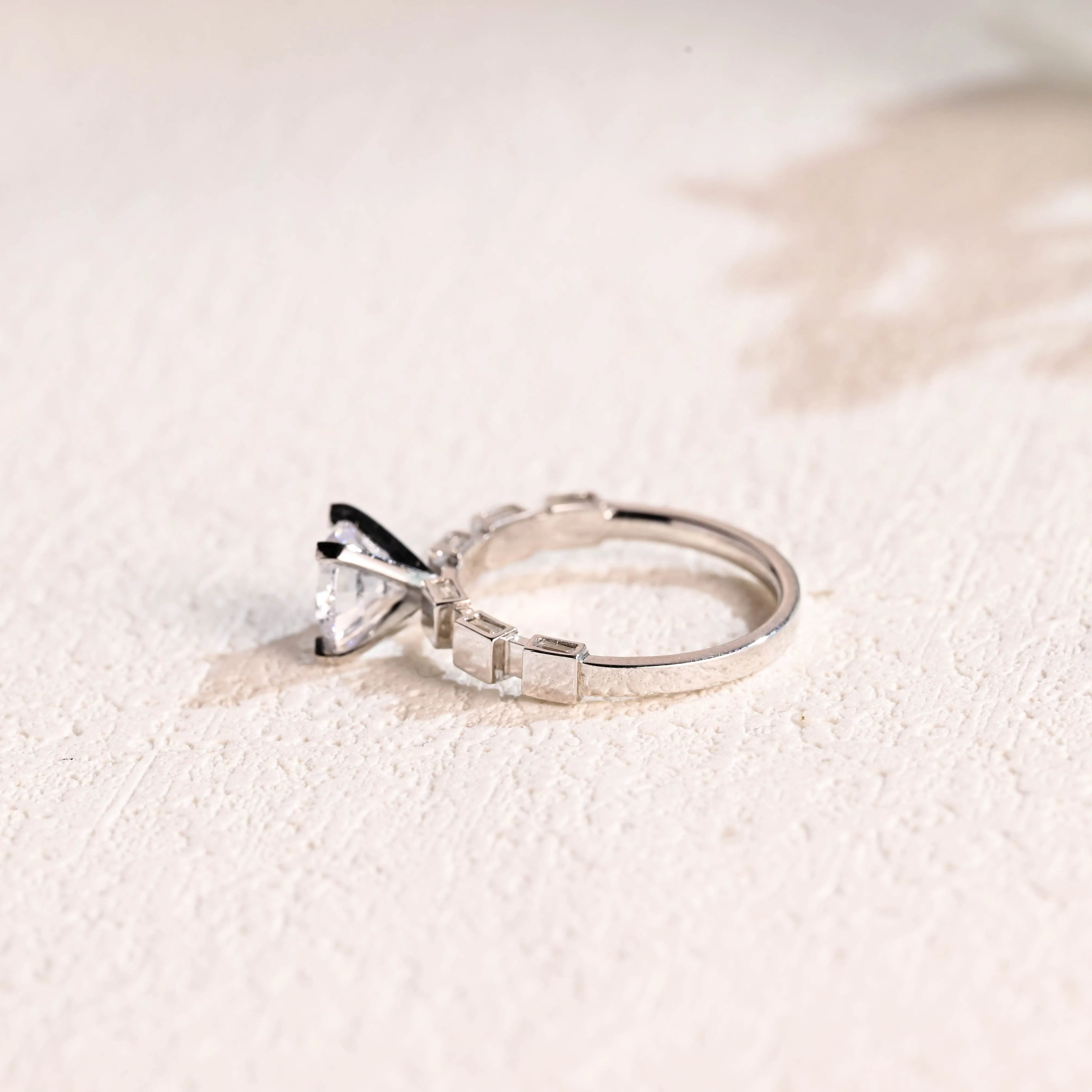 Solid Gold 3.5mm Width Solitaire Round Cut Moissanite Engagement Ring sold by Causyou product image thumbnail 5