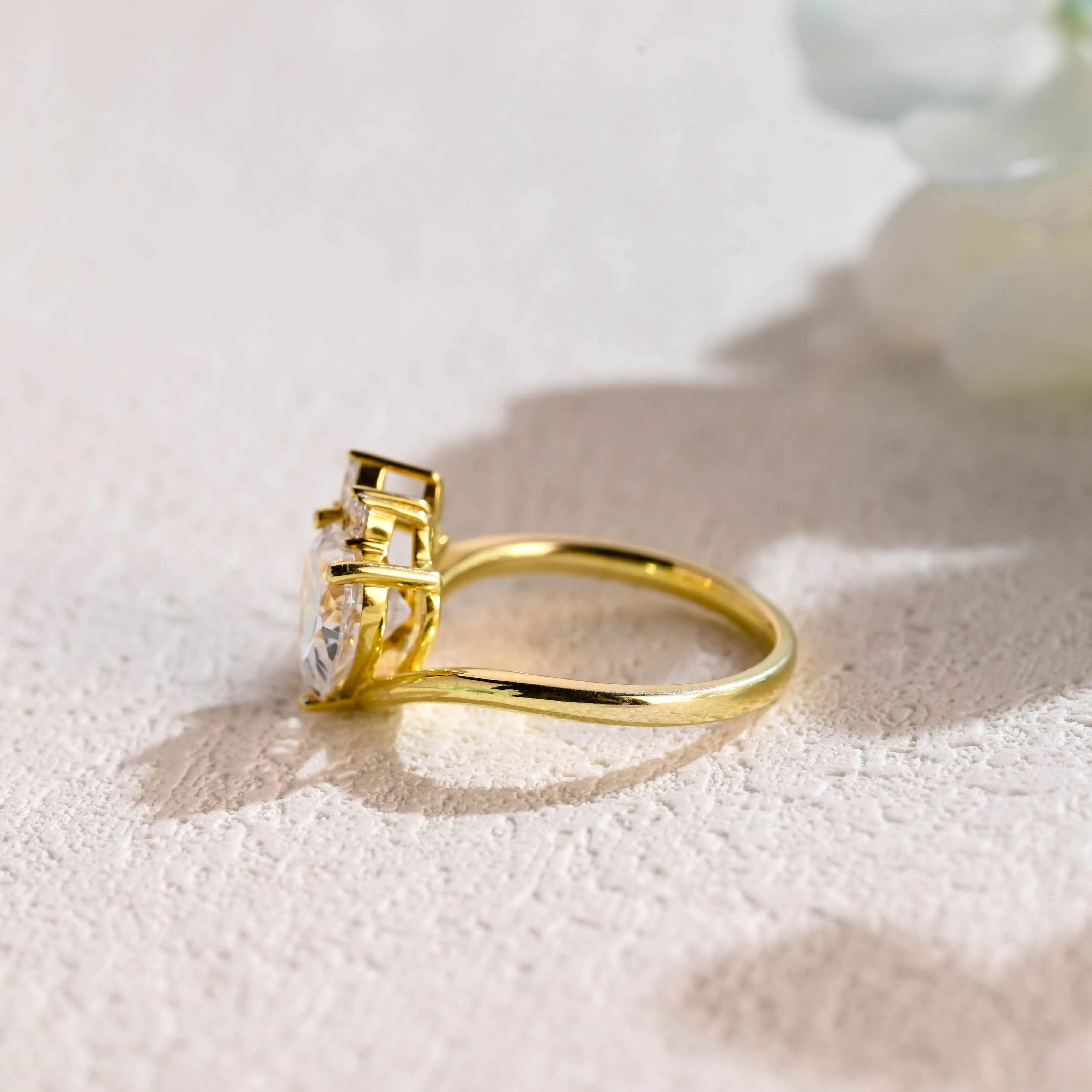 Solid Gold Floral Heart Cut Moissanite Engagement Ring sold by Causyou product image thumbnail 5