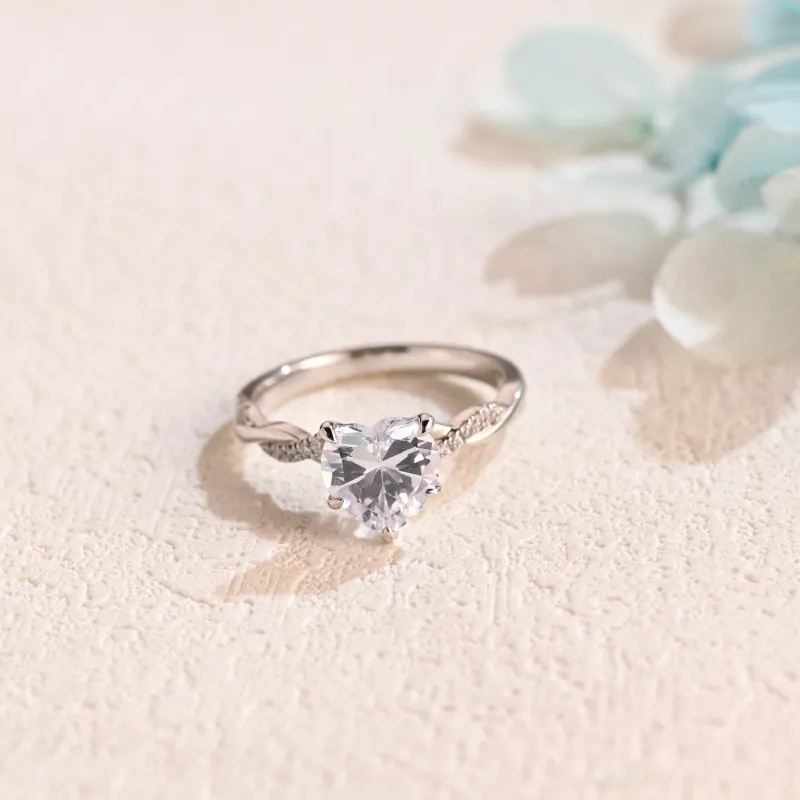 Solid Gold Twisted Band Heart Cut Moissanite Engagement Ring sold by Causyou
