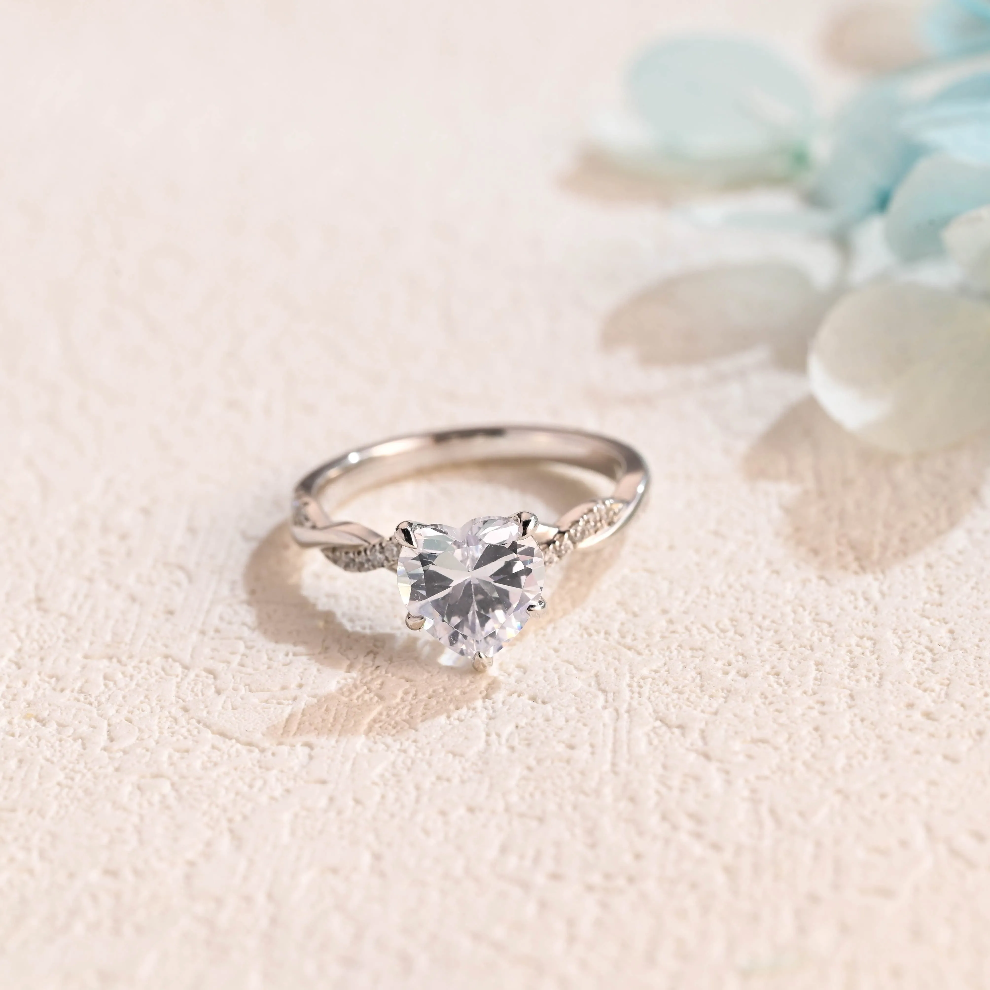 Solid Gold Twisted Band Heart Cut Moissanite Engagement Ring sold by Causyou