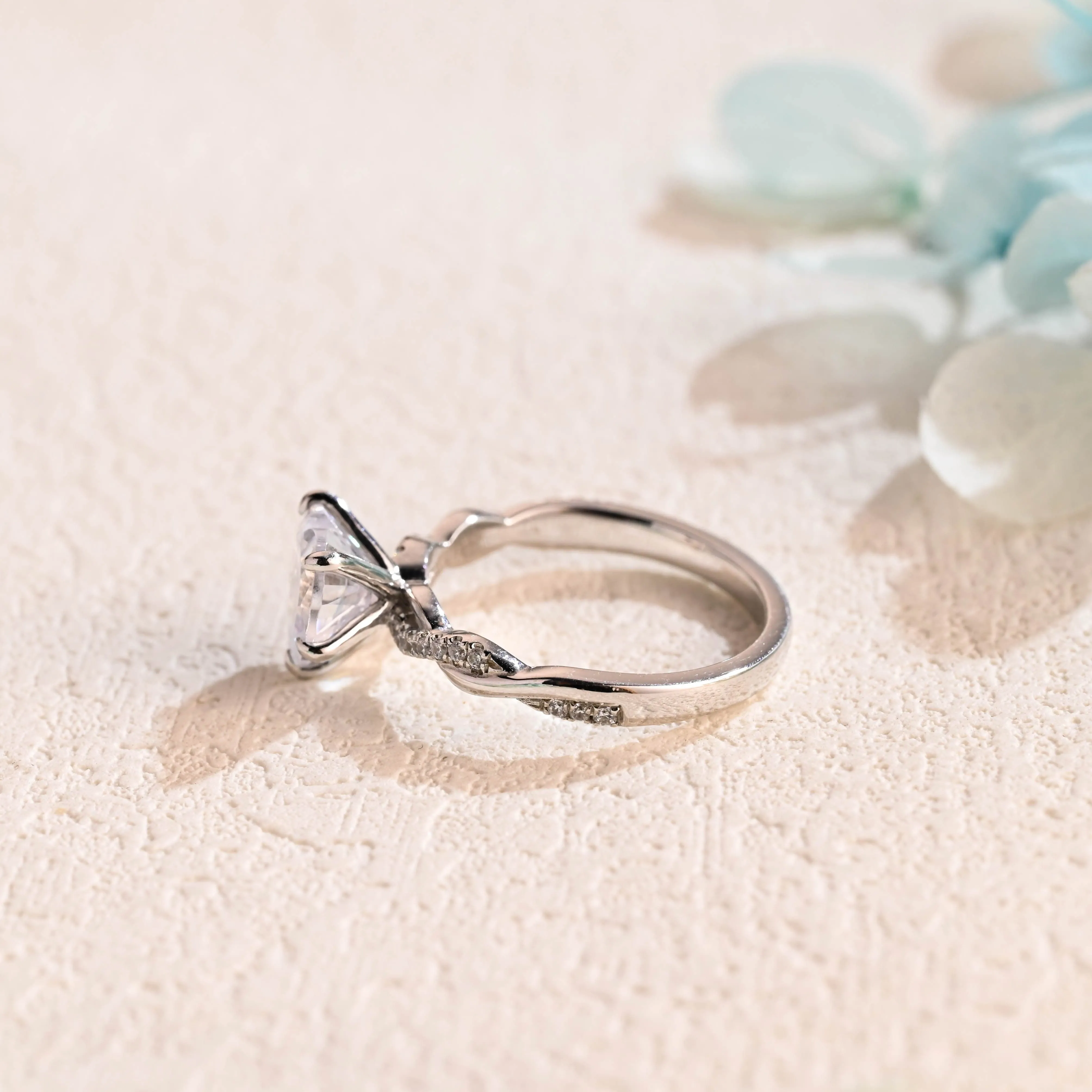 Solid Gold Twisted Band Heart Cut Moissanite Engagement Ring sold by Causyou product image thumbnail 5