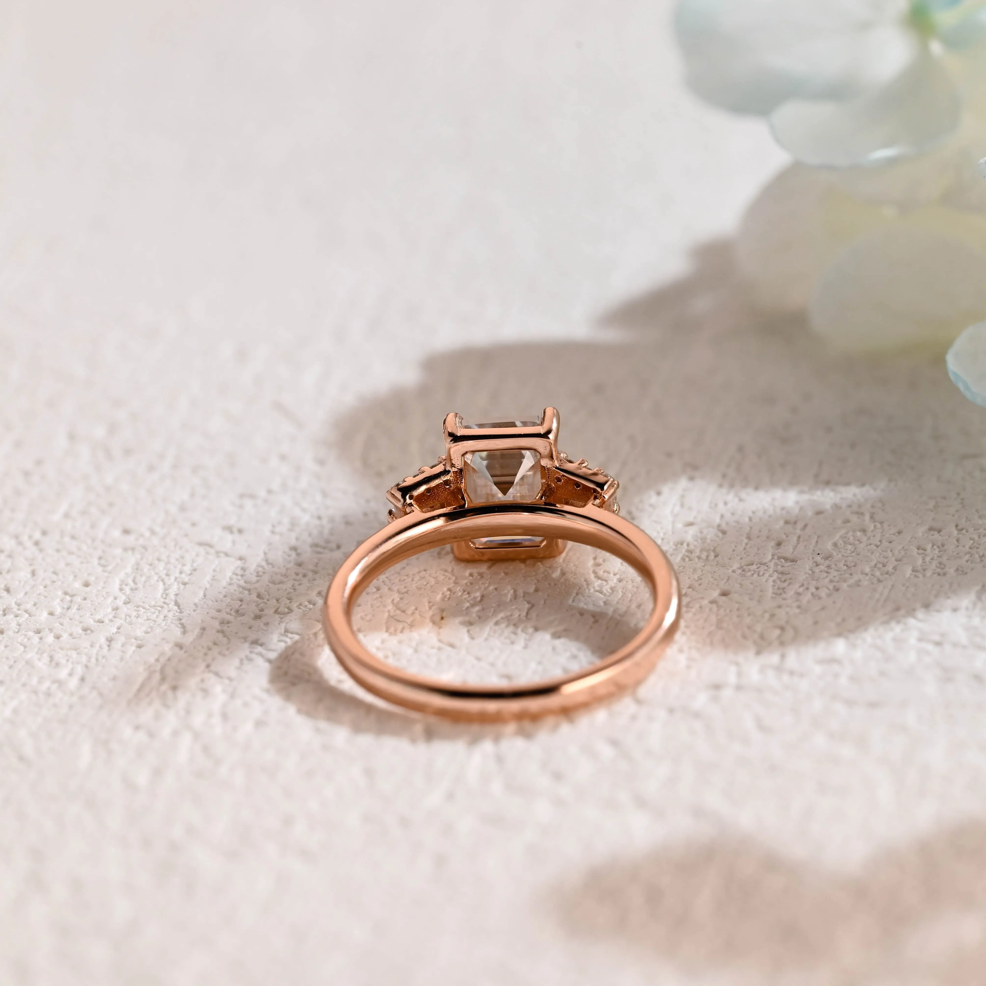 CausYou Solid Gold Emerald Cut Moissanite Engagement Ring sold by Causyou product image thumbnail 4