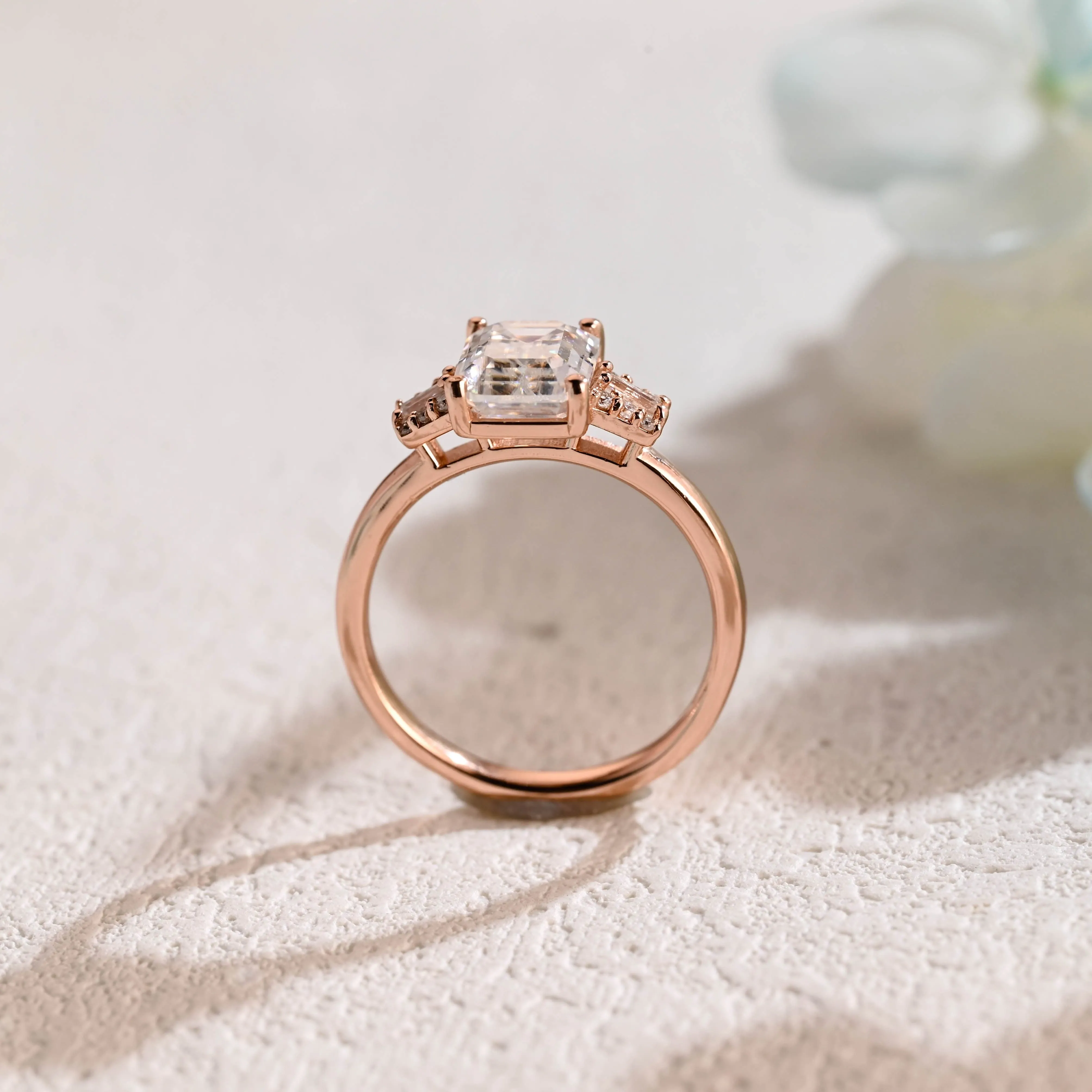 CausYou Solid Gold Emerald Cut Moissanite Engagement Ring sold by Causyou product image thumbnail 3