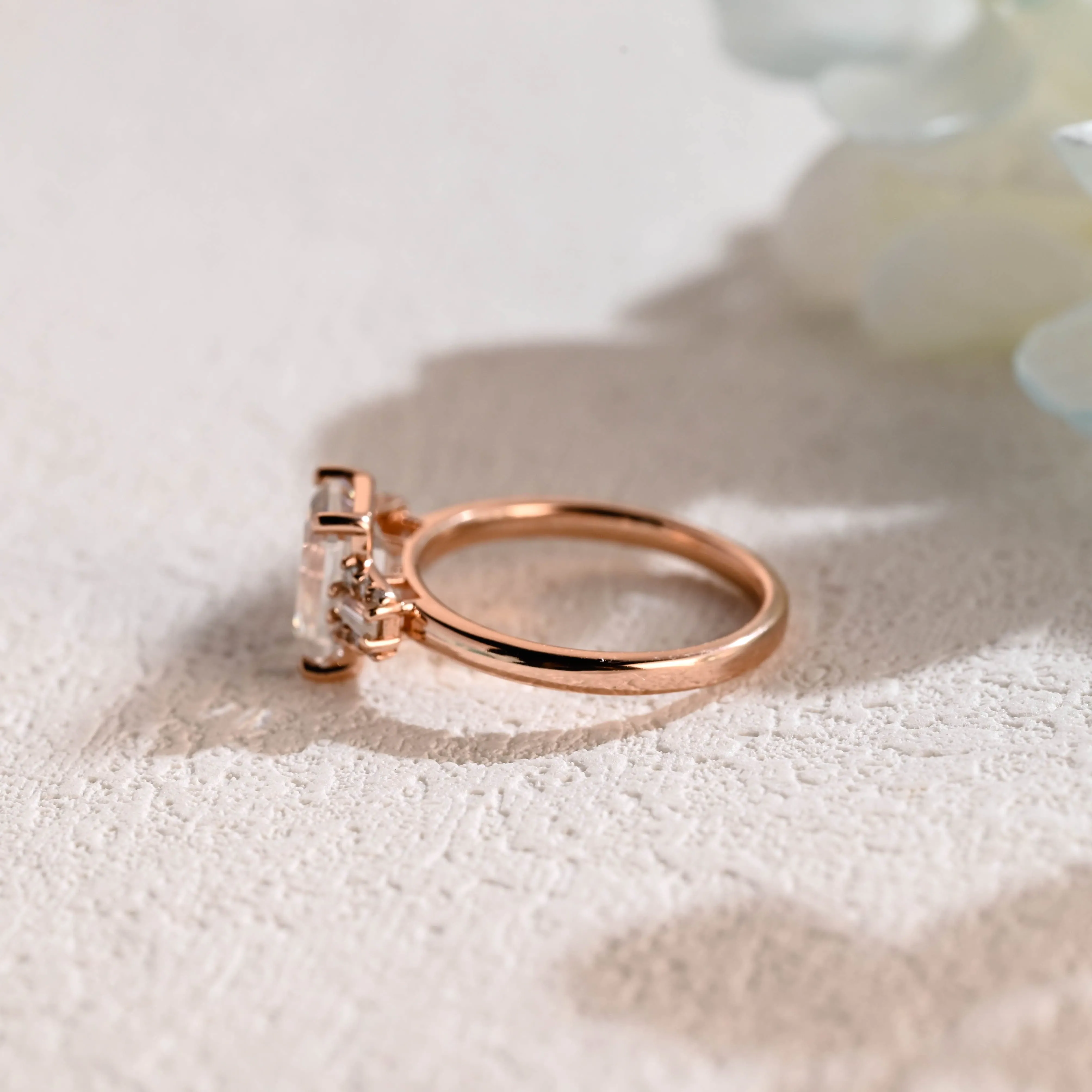 CausYou Solid Gold Emerald Cut Moissanite Engagement Ring sold by Causyou product image thumbnail 5