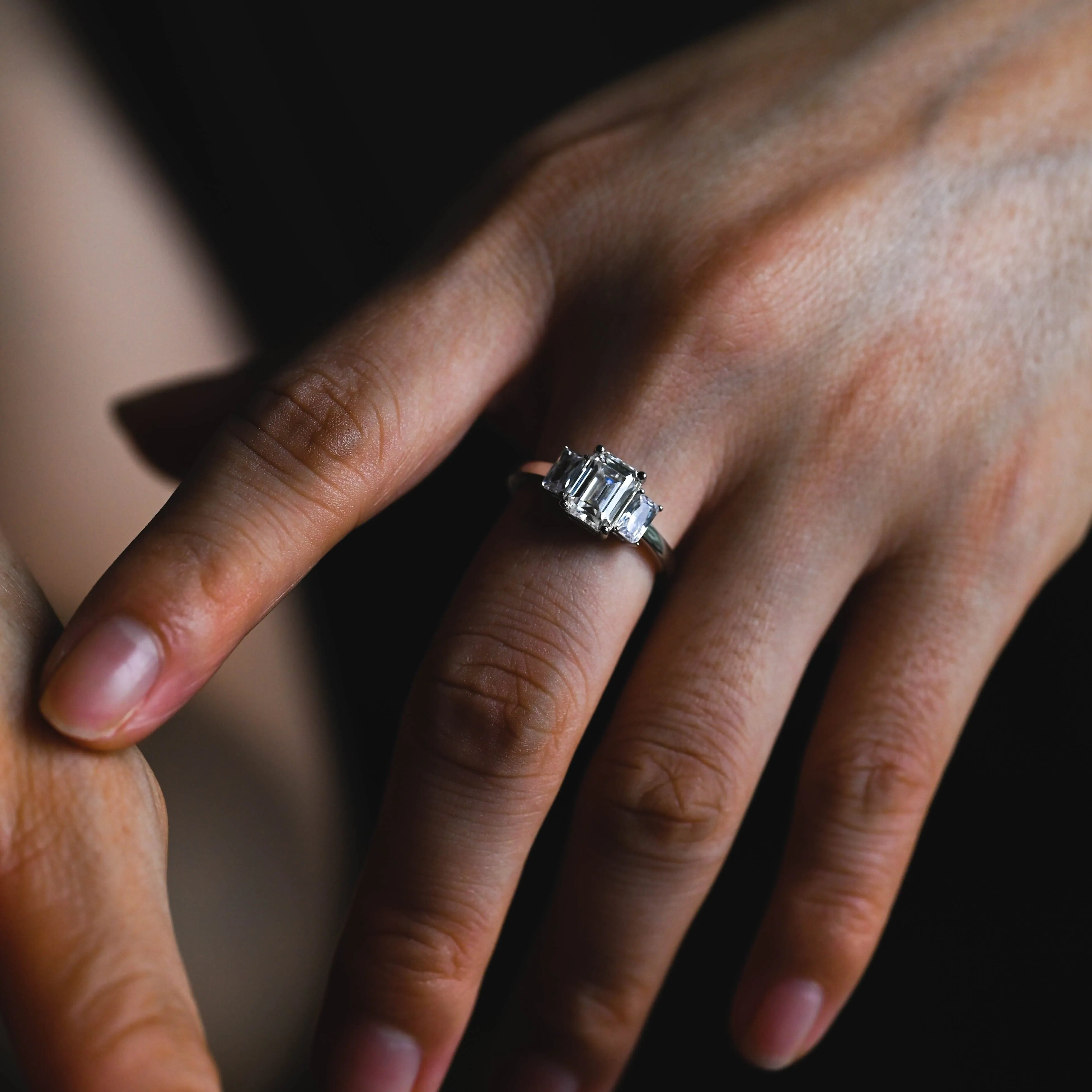 CausYou Solid Gold Emerald Cut Moissanite Engagement Ring sold by Causyou product image thumbnail 2