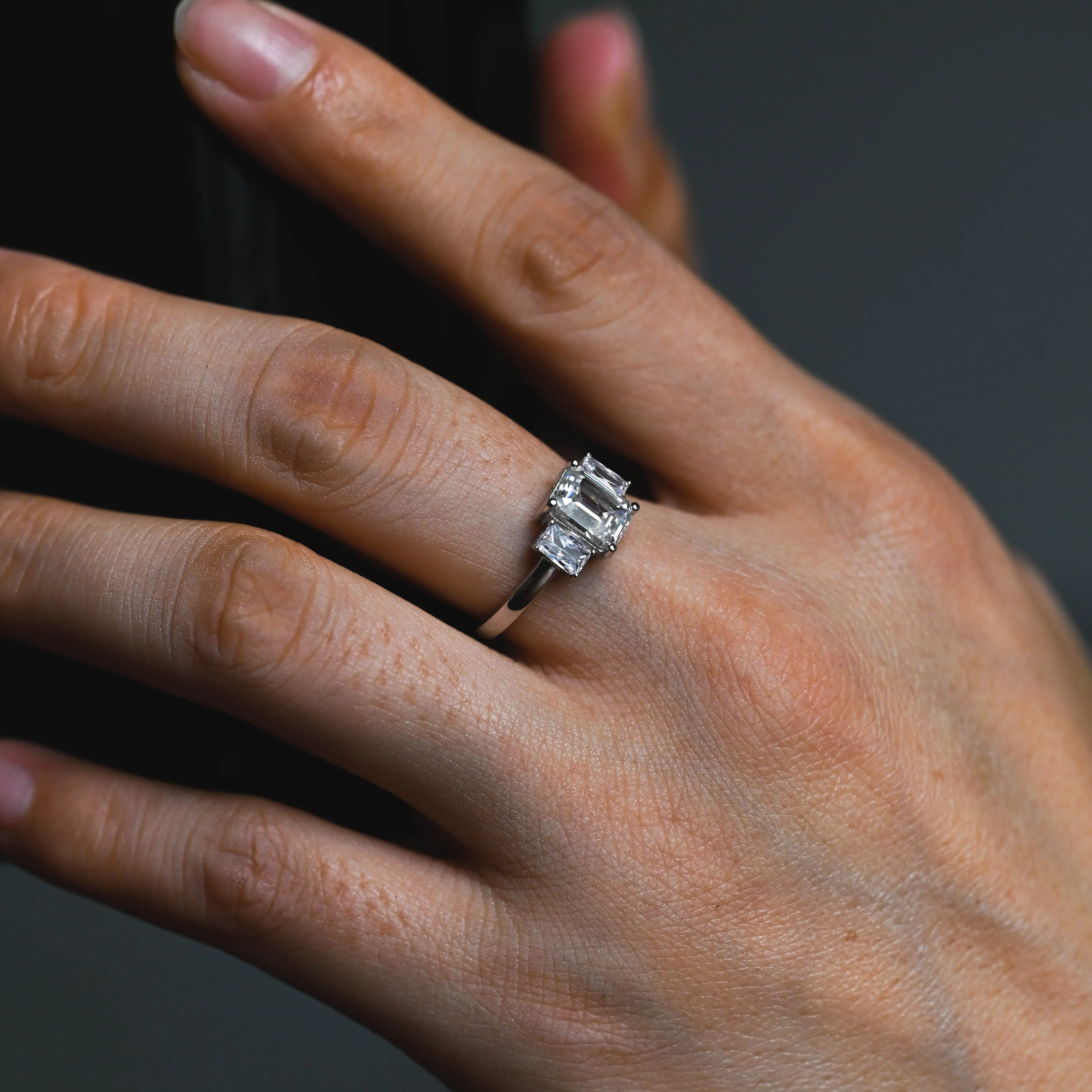 CausYou Solid Gold Emerald Cut Moissanite Engagement Ring sold by Causyou product image thumbnail 4