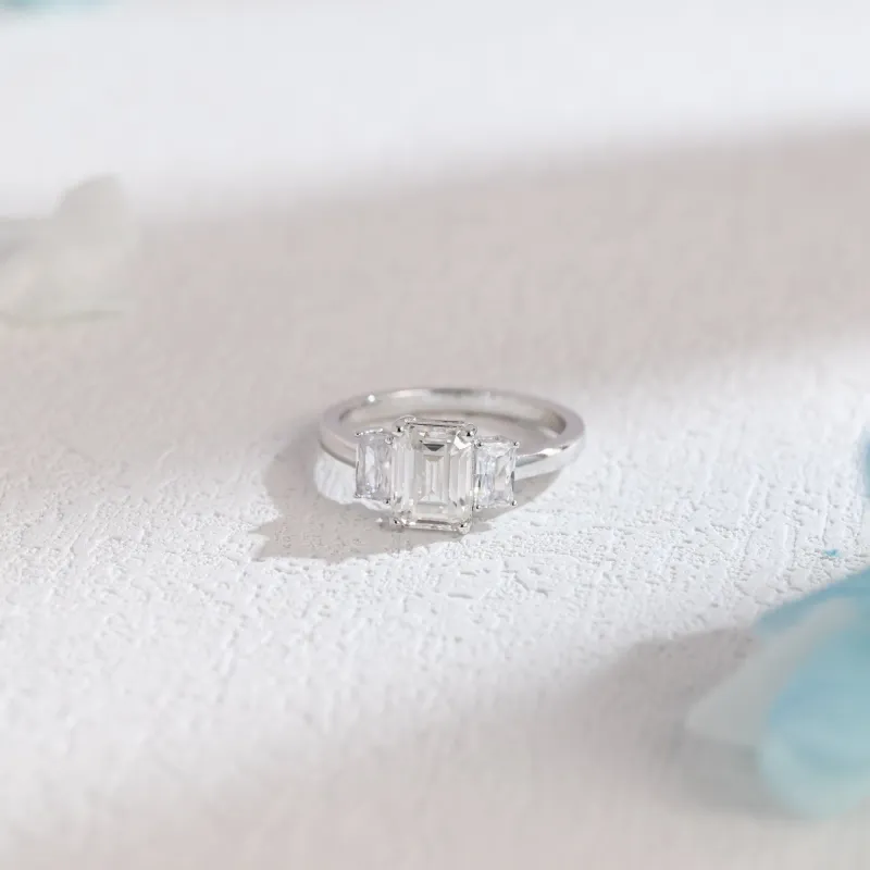 CausYou Solid Gold Emerald Cut Moissanite Engagement Ring sold by Causyou