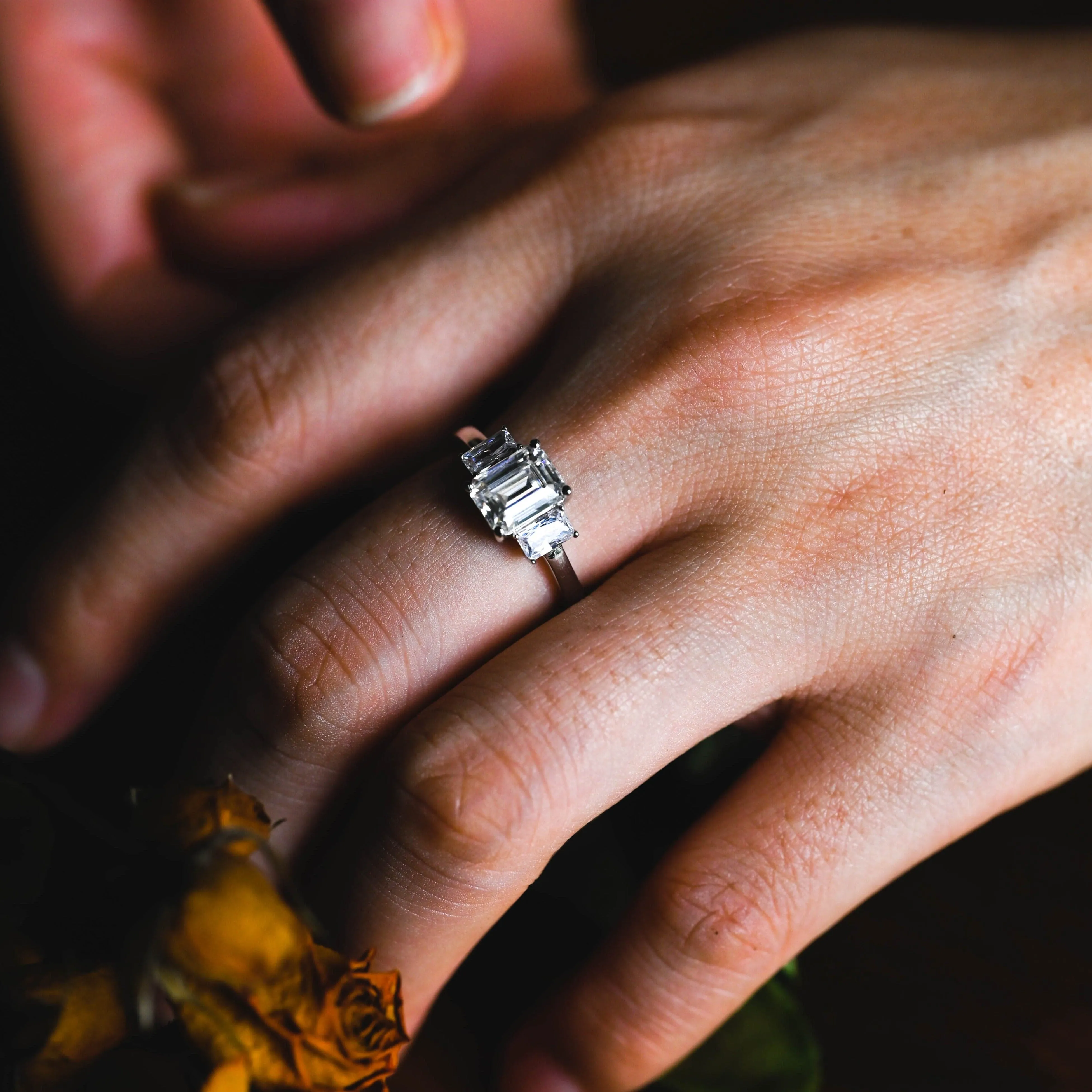 CausYou Solid Gold Emerald Cut Moissanite Engagement Ring sold by Causyou product image thumbnail 3