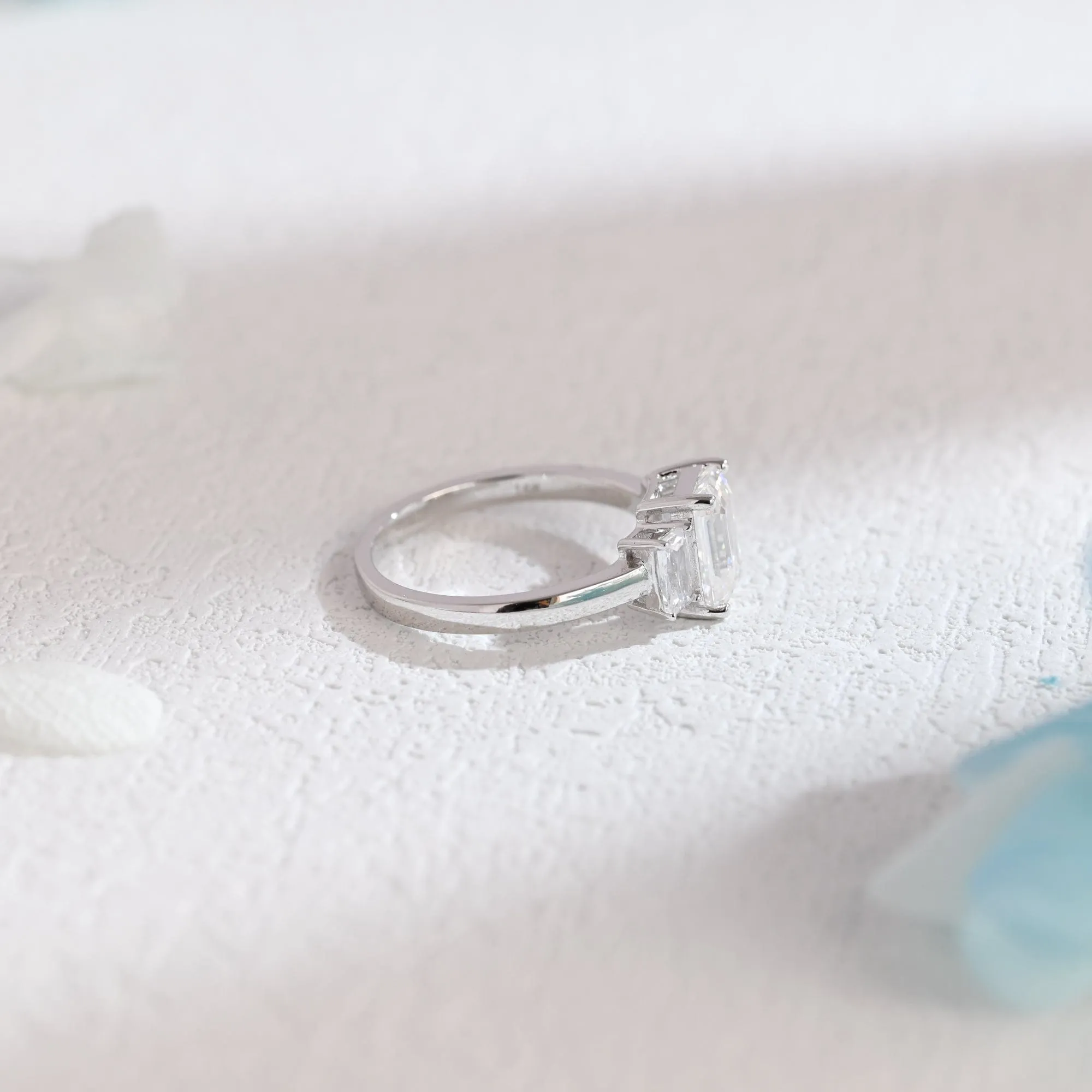 CausYou Solid Gold Emerald Cut Moissanite Engagement Ring sold by Causyou product image thumbnail 5