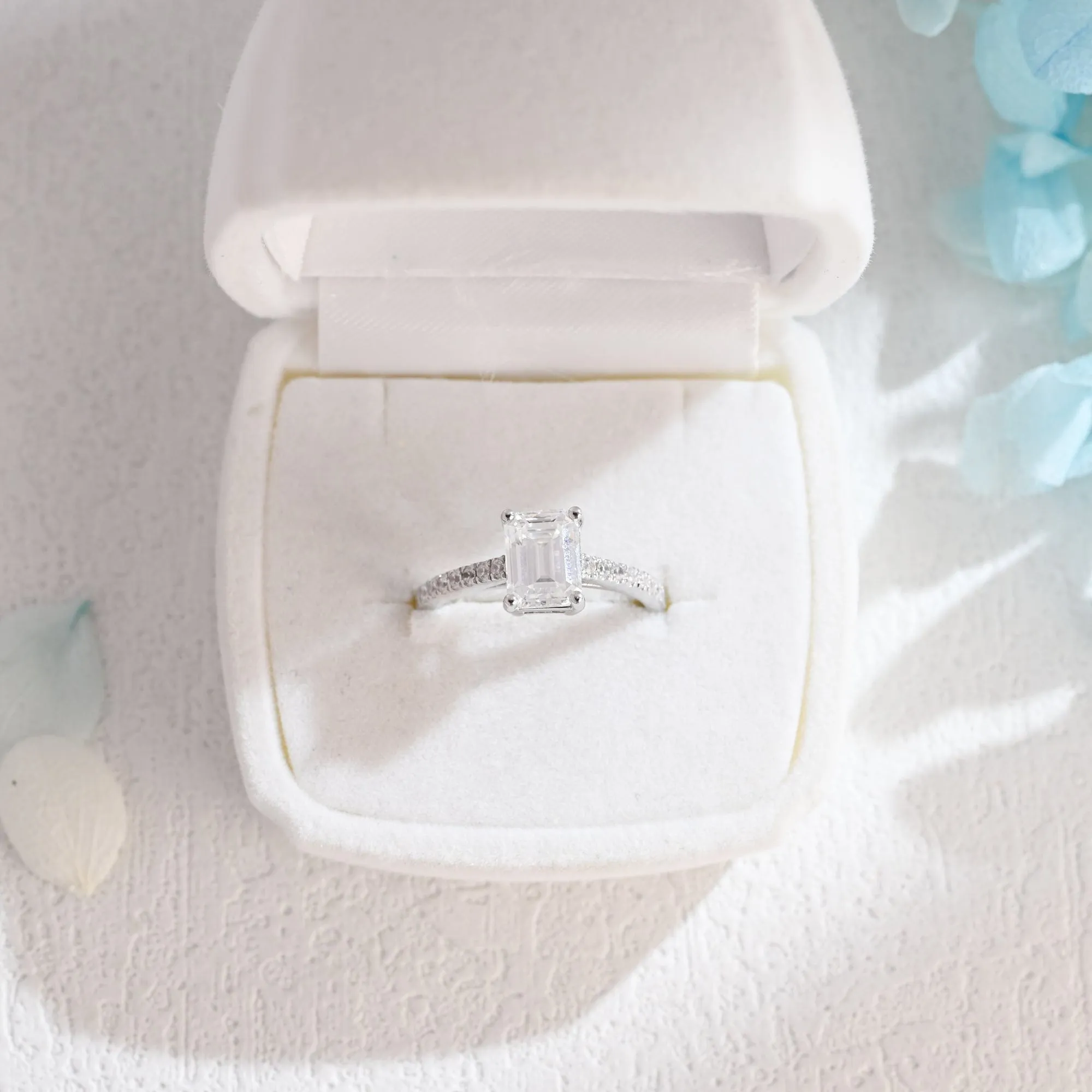 Solid Gold Emerald Cut Moissanite Engagement Ring sold by Causyou product image thumbnail 5