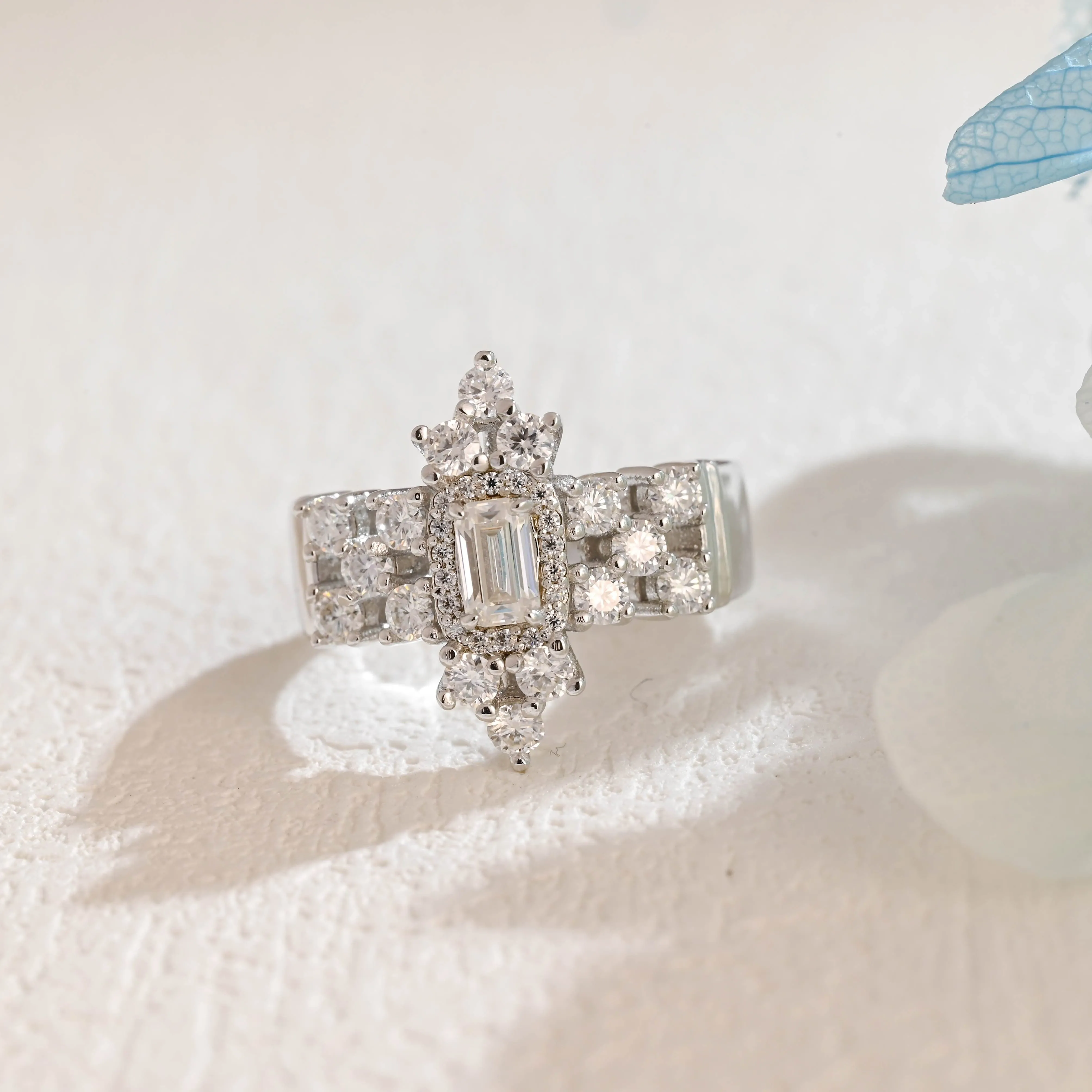 CausYou Solid Gold Emerald Cut Moissanite Engagement Ring sold by Causyou