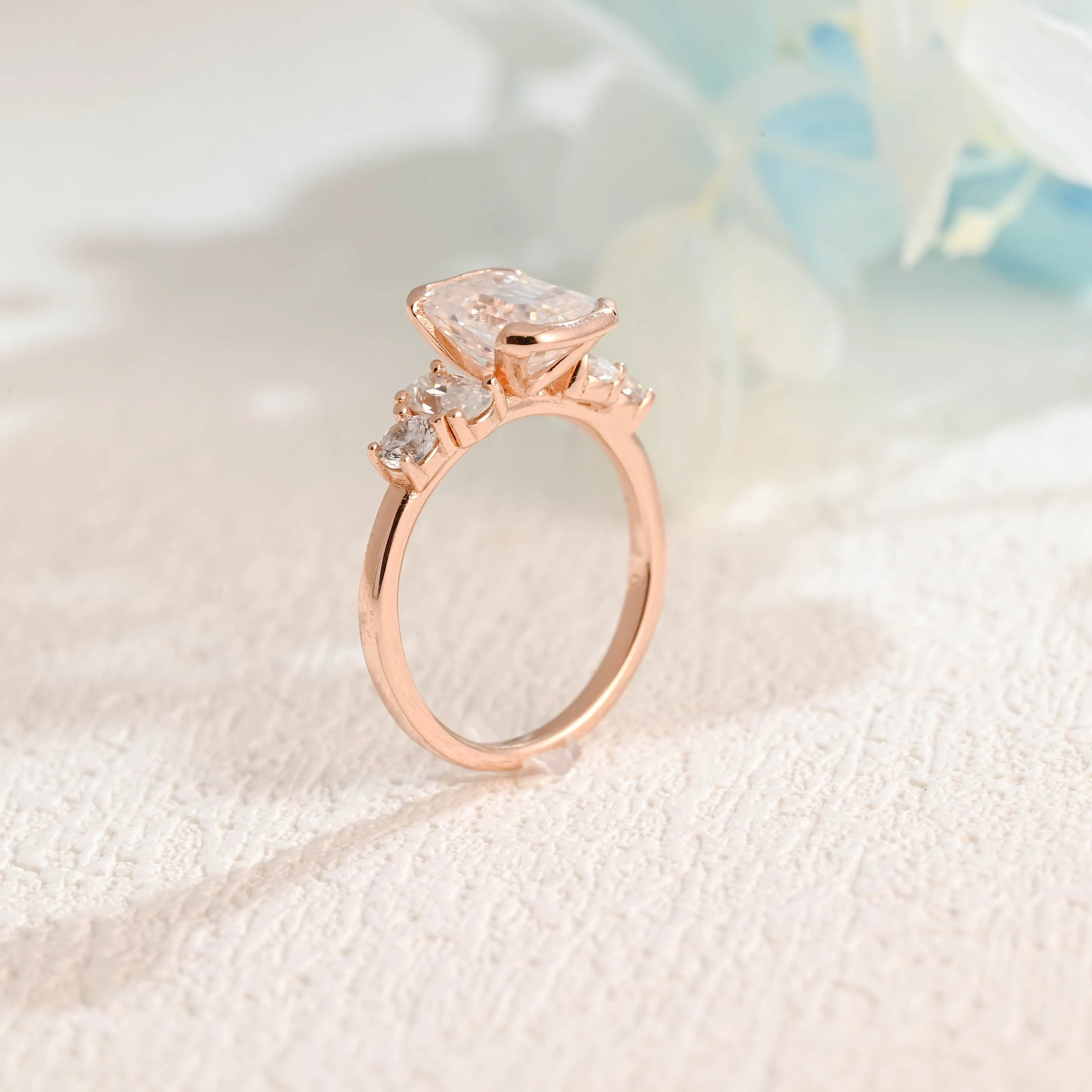 Solid Gold Emerald Cut Moissanite Engagement Ring sold by Causyou product image thumbnail 2