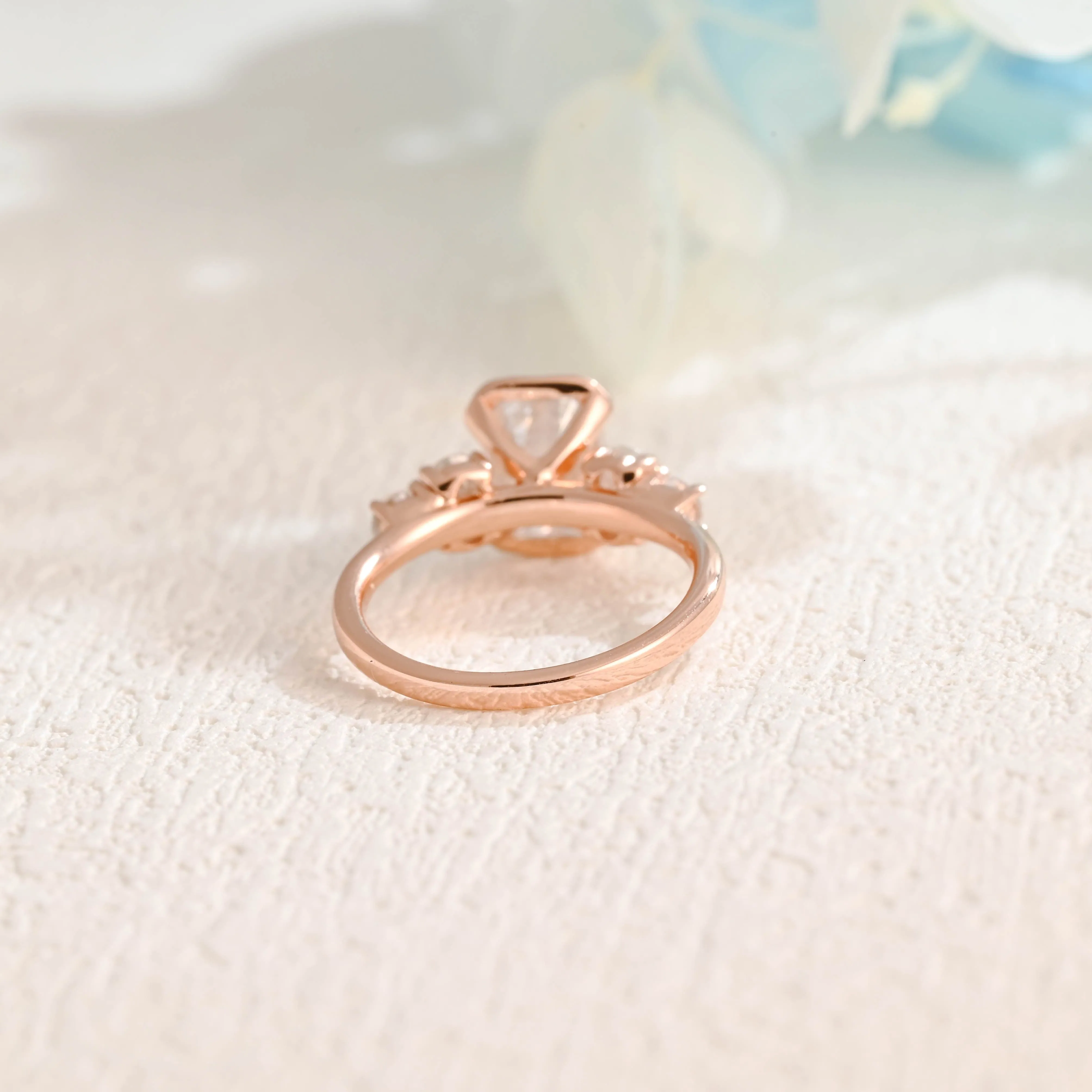 Solid Gold Emerald Cut Moissanite Engagement Ring sold by Causyou product image thumbnail 5